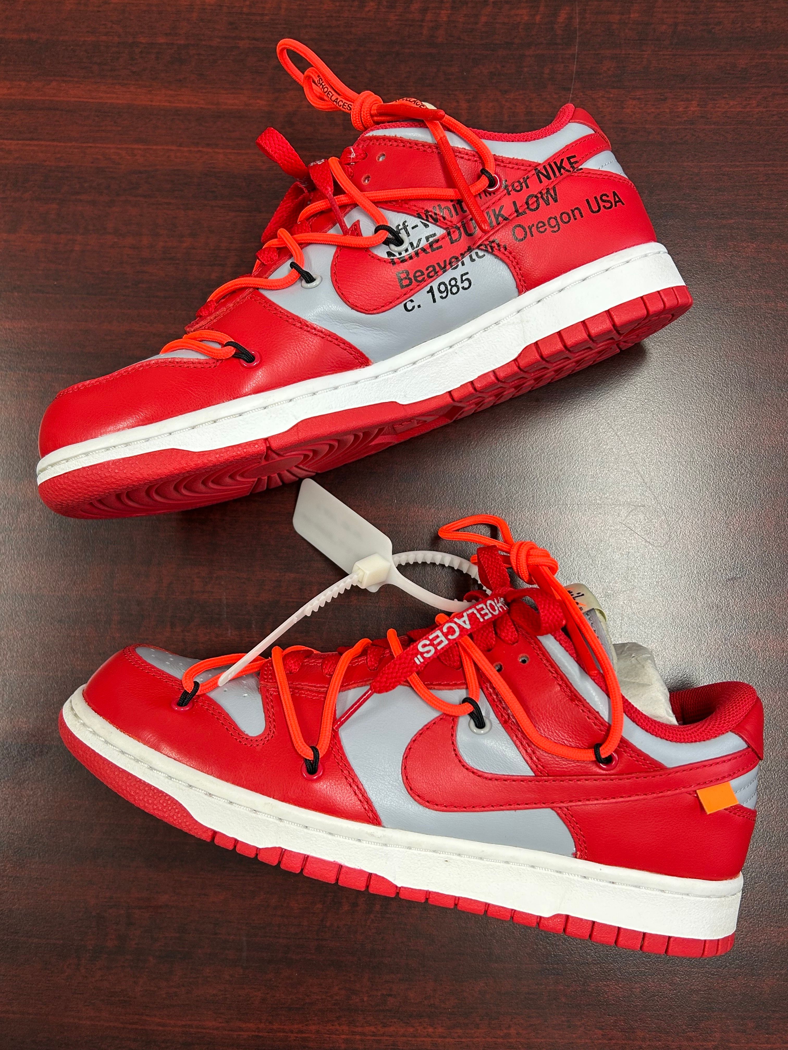 Off-White × Nike Dunk Low "University Red/Wolf Grey"