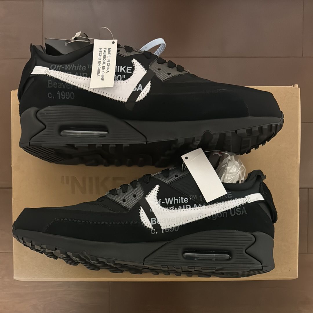 Off-White × Nike Air Max 90 "Black/Black-Cone-White"