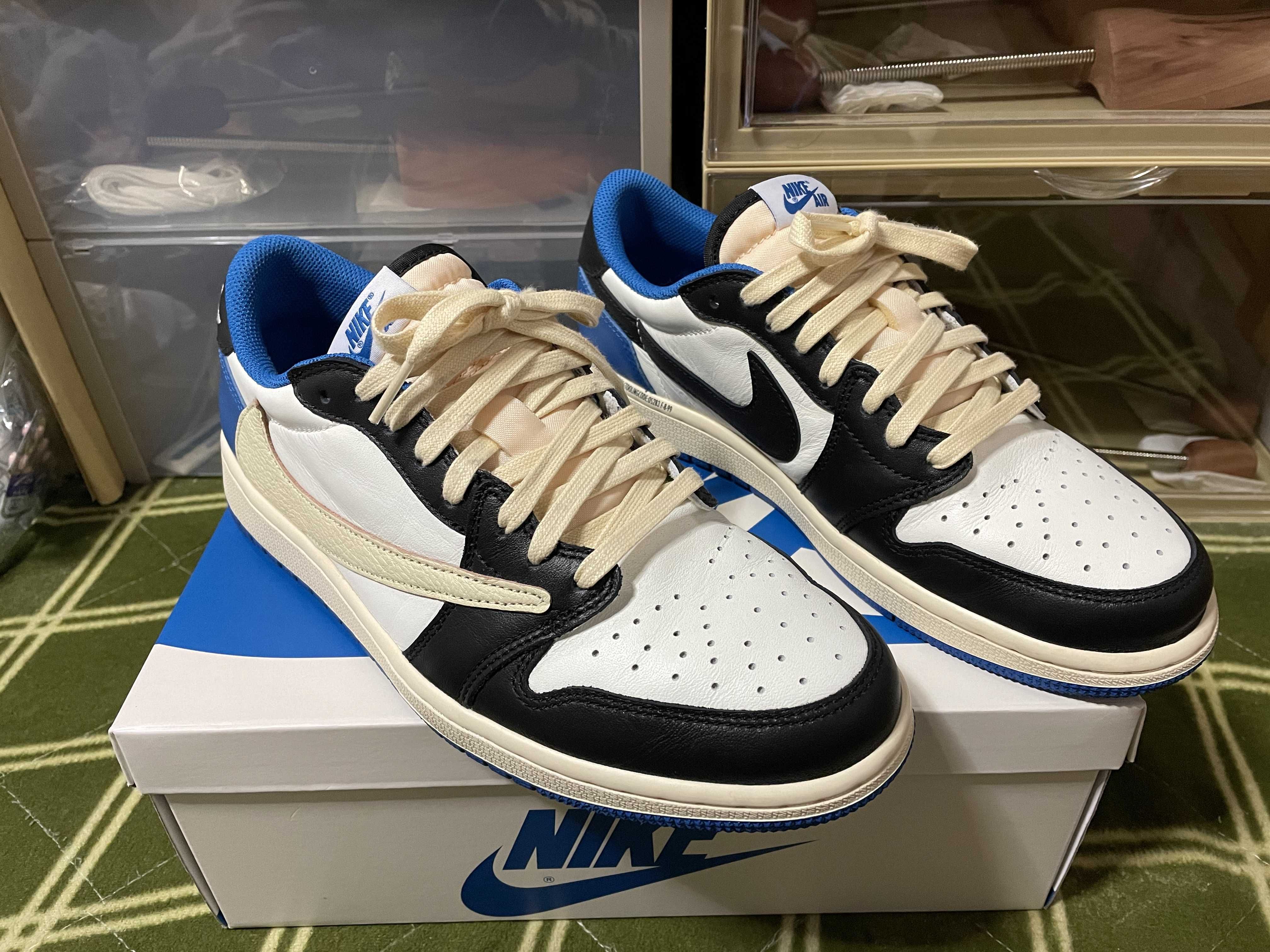 Travis Scott × fragment design × Nike Air Jordan 1 Low OG SP "Military Blue"