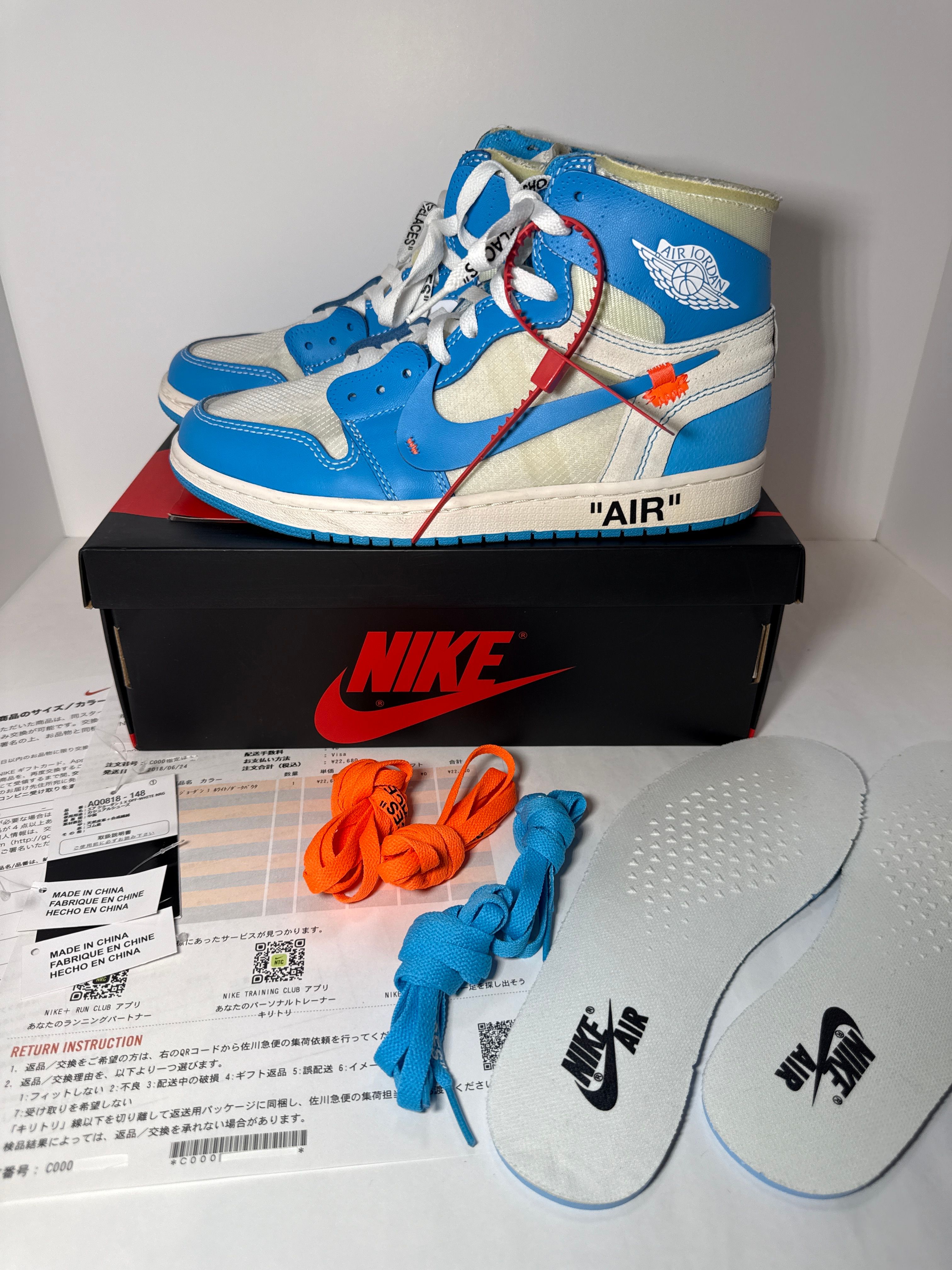 Off-White × Nike Air Jordan 1 High UNC "White/Dark Powder Blue"