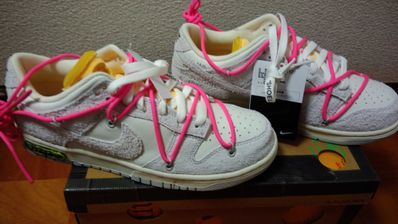 Off-White × Nike Dunk Low "Sail/Neutral Gray/Hyper Pink"