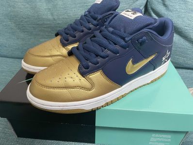 Supreme × Nike SB Dunk Low OG QS "Metallic Gold/Navy"