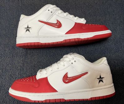 Supreme × Nike Dunk Low "Varsity Red/White"