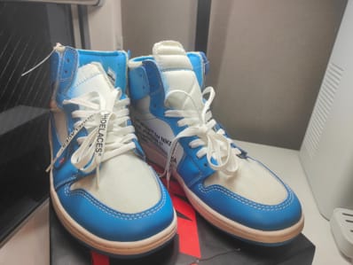 Off-White × Nike Air Jordan 1 High UNC "White/Dark Powder Blue"