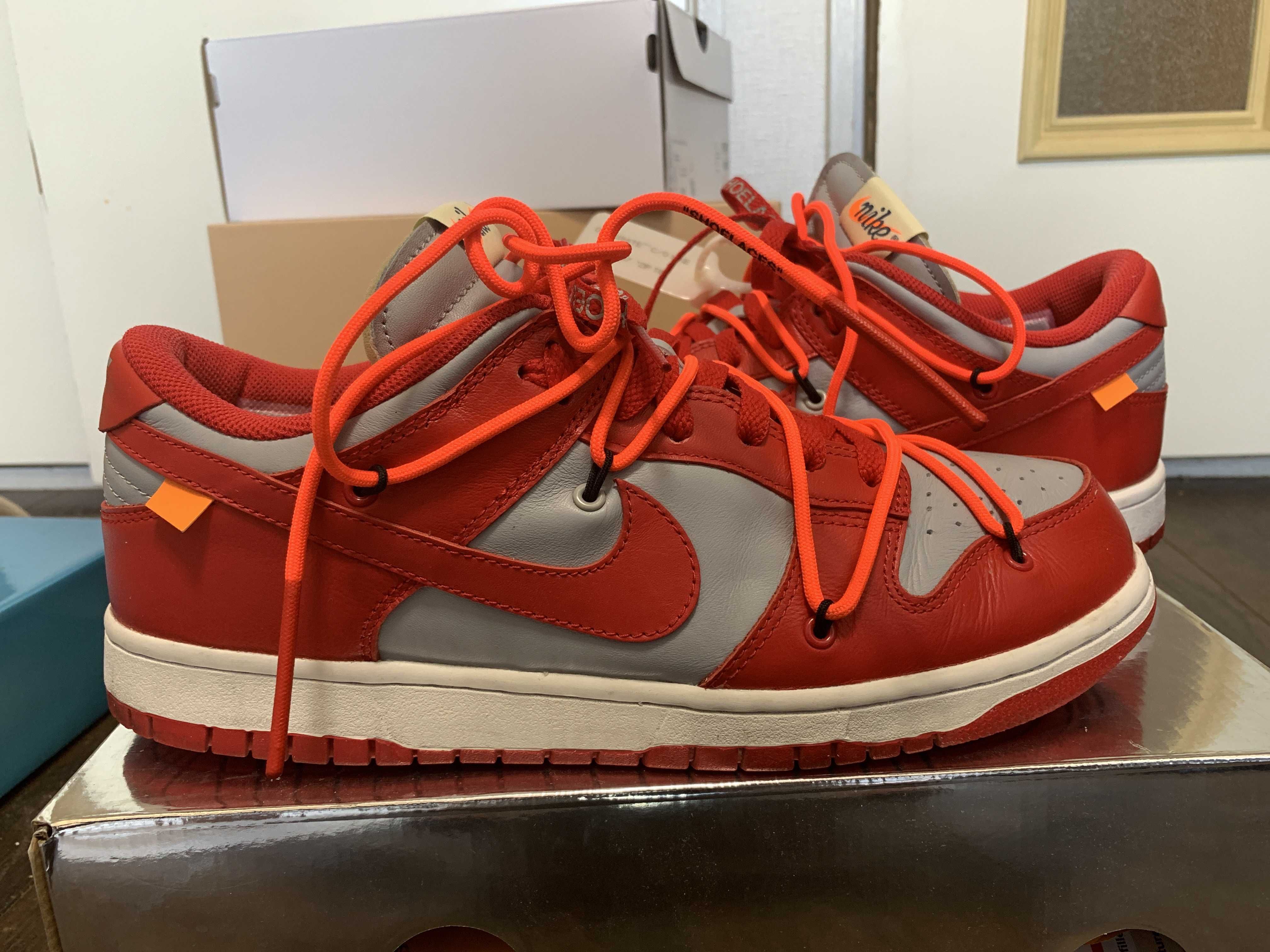 Off-White × Nike Dunk Low "University Red/Wolf Grey"