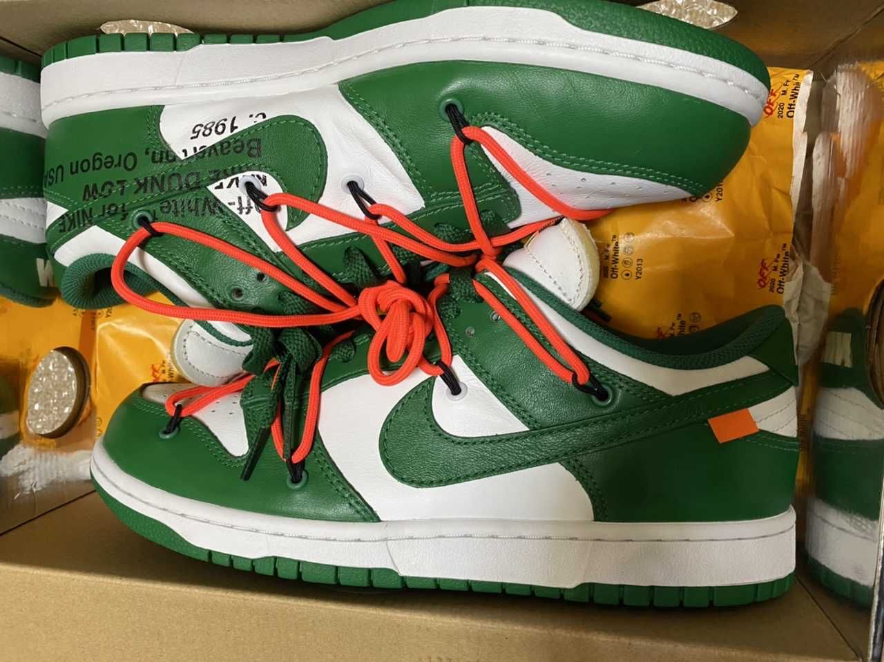 Off-White × Nike Dunk Low "White/Pine Green"