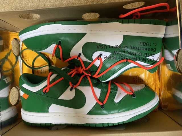 Off-White × Nike Dunk Low "White/Pine Green"