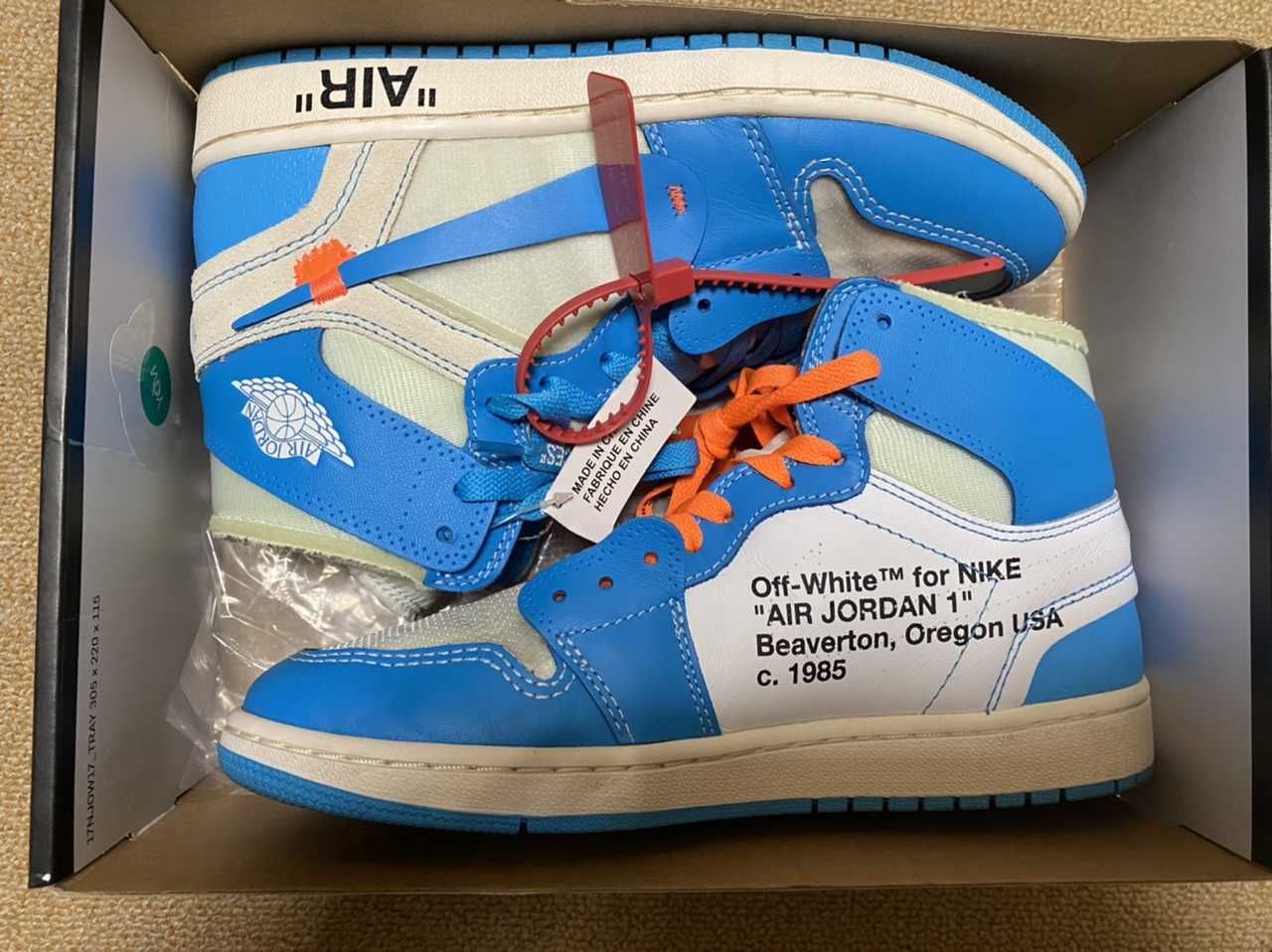 Off-White × Nike Air Jordan 1 High UNC "White/Dark Powder Blue"