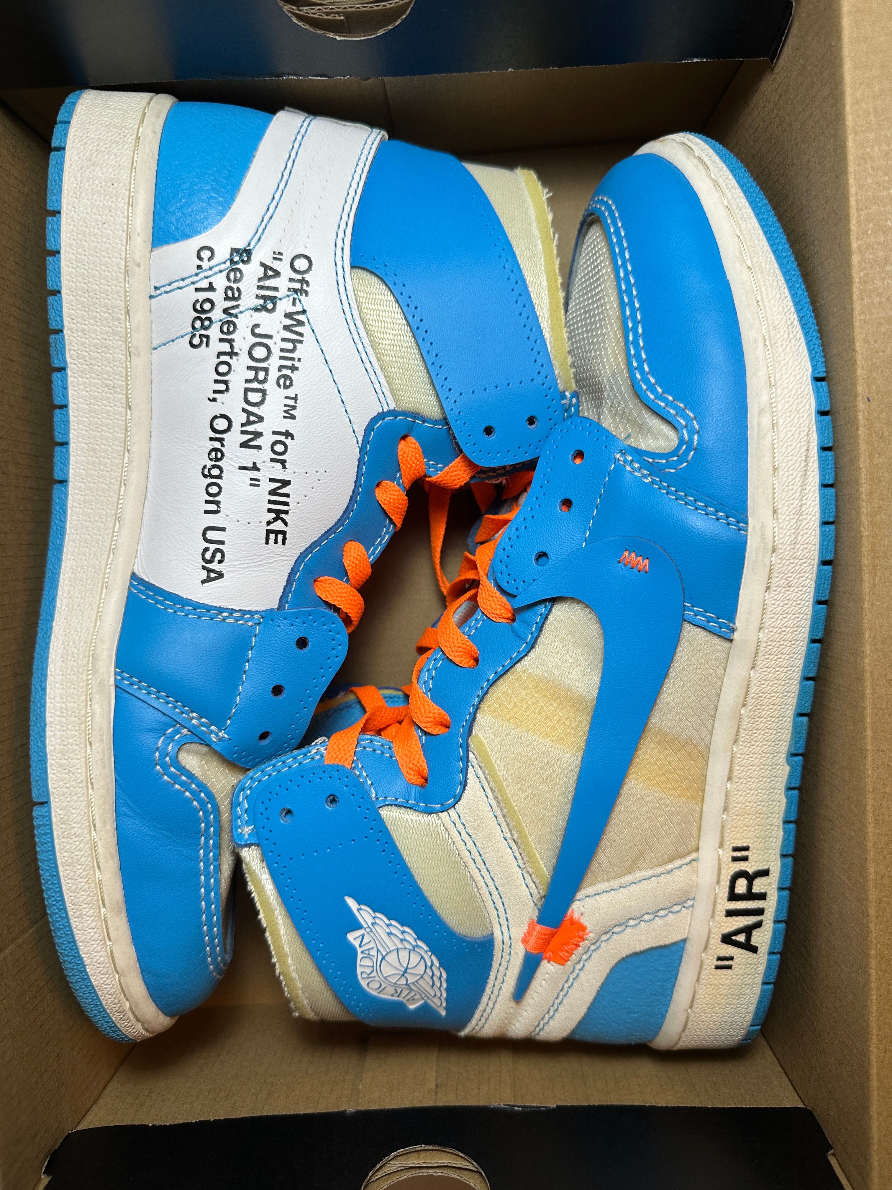 Off-White × Nike Air Jordan 1 High UNC "White/Dark Powder Blue"