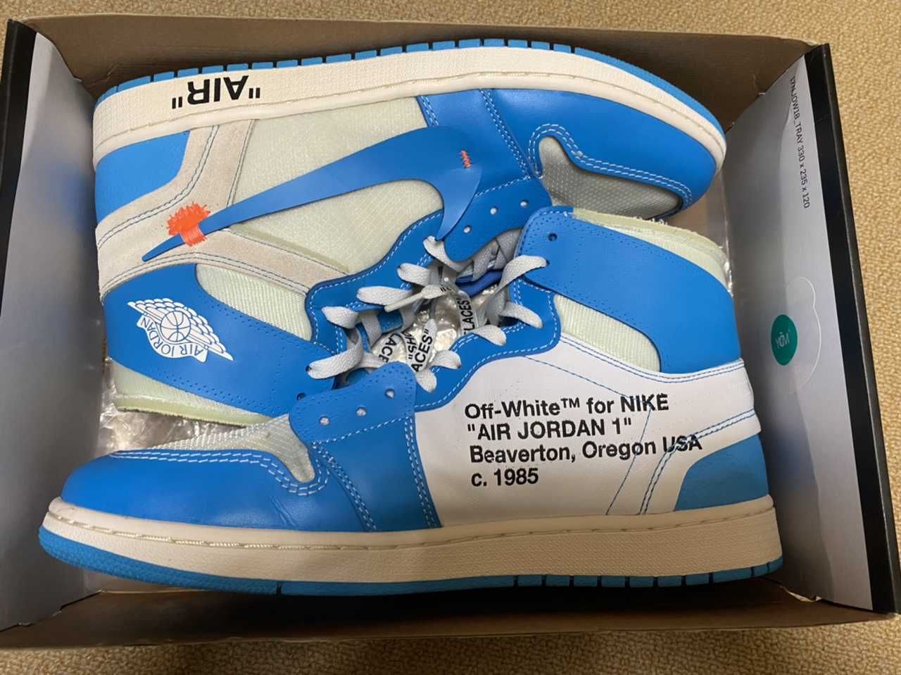 Off-White × Nike Air Jordan 1 High UNC "White/Dark Powder Blue"
