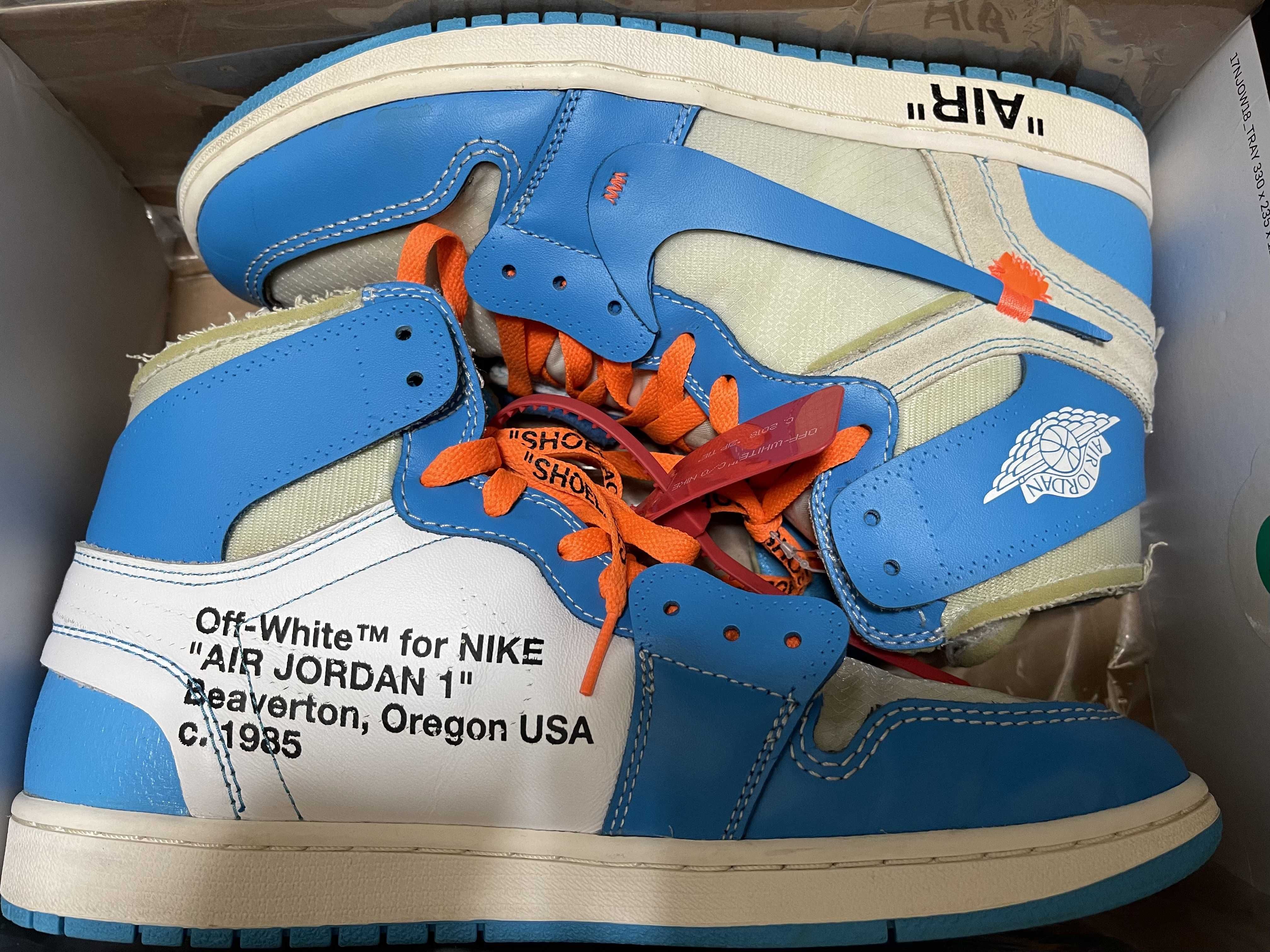Off-White × Nike Air Jordan 1 High UNC "White/Dark Powder Blue"