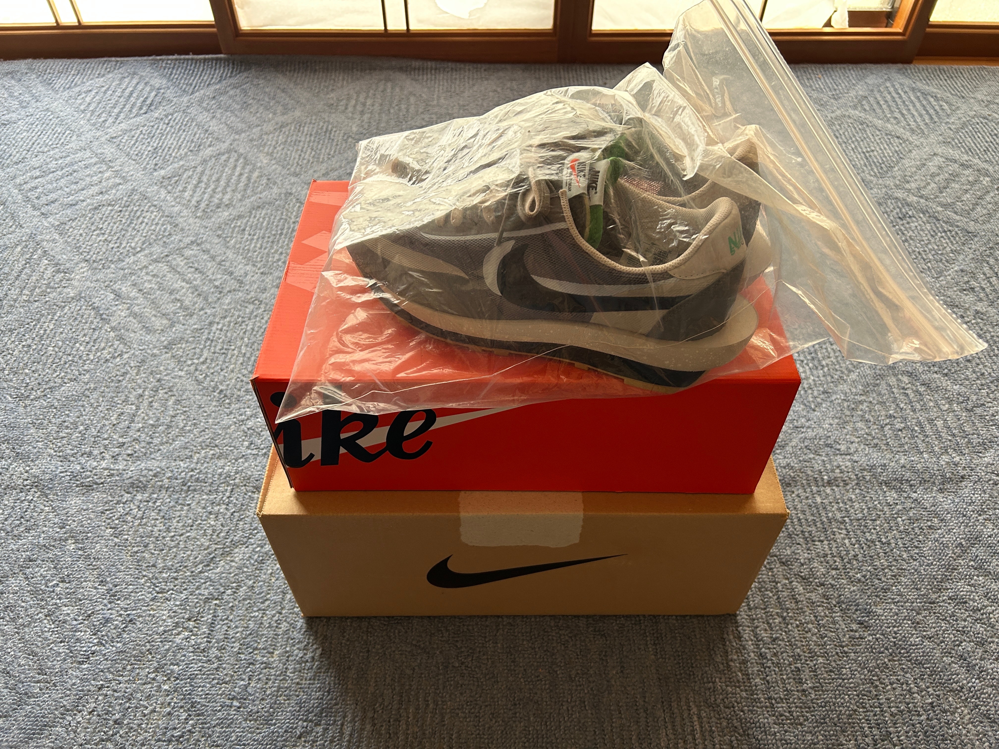 CLOT × Sacai × Nike LD Waffle "Grey Obsidian/Cool Grey"