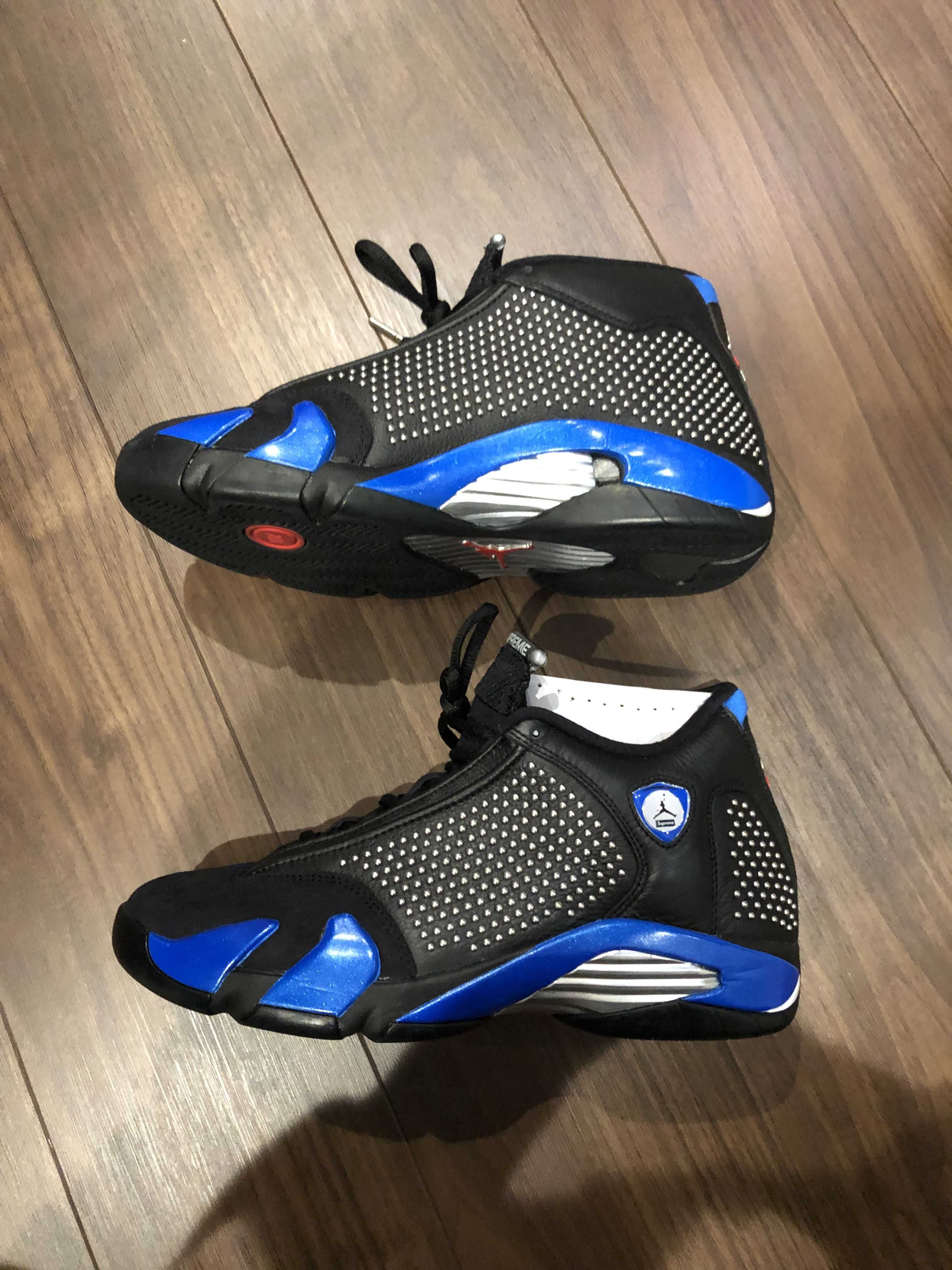 Supreme × Nike Air Jordan 14 Retro "Black/Varsity Royal/Chrome"
