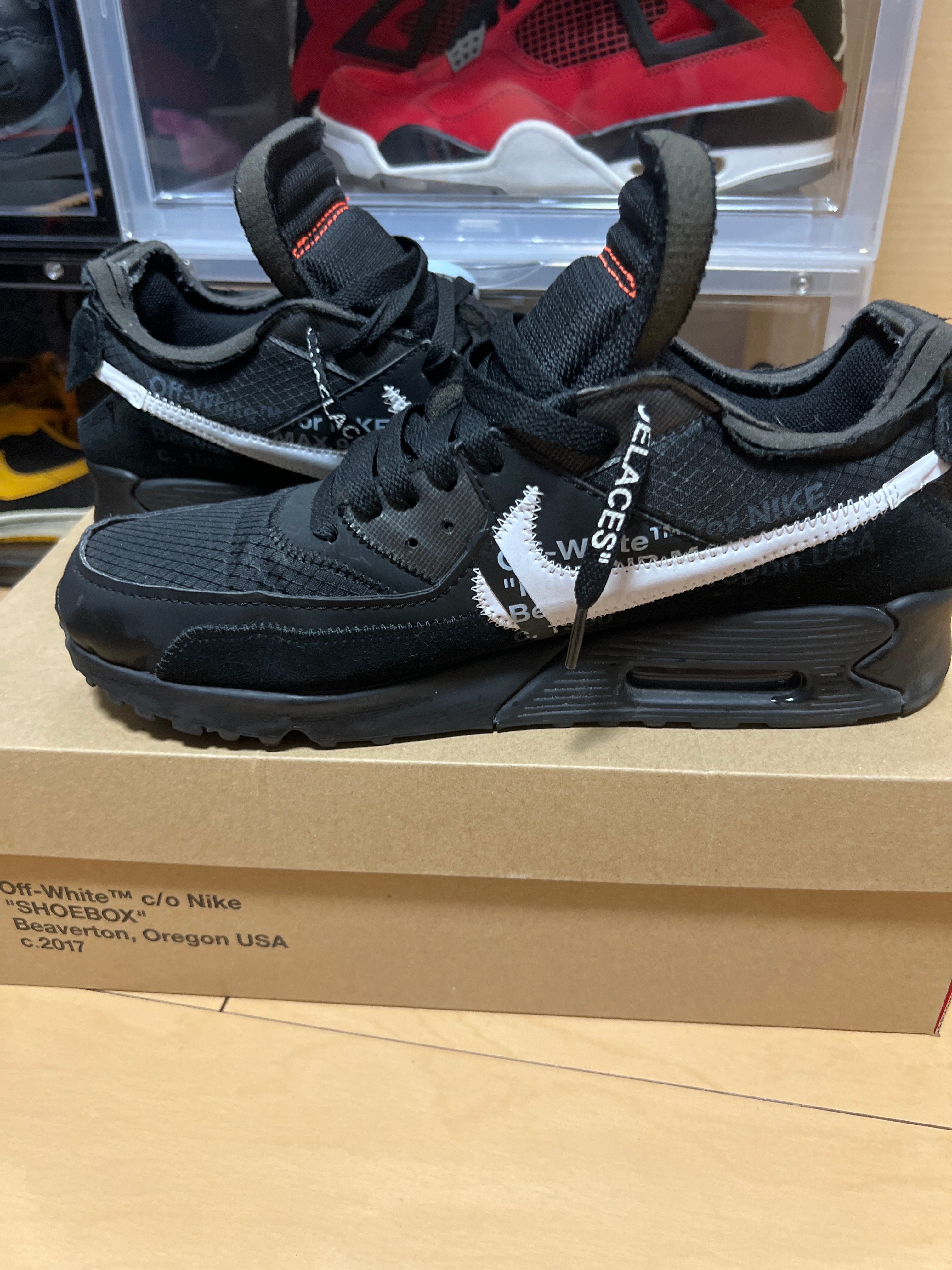 Off-White × Nike Air Max 90 "Black/Black-Cone-White"