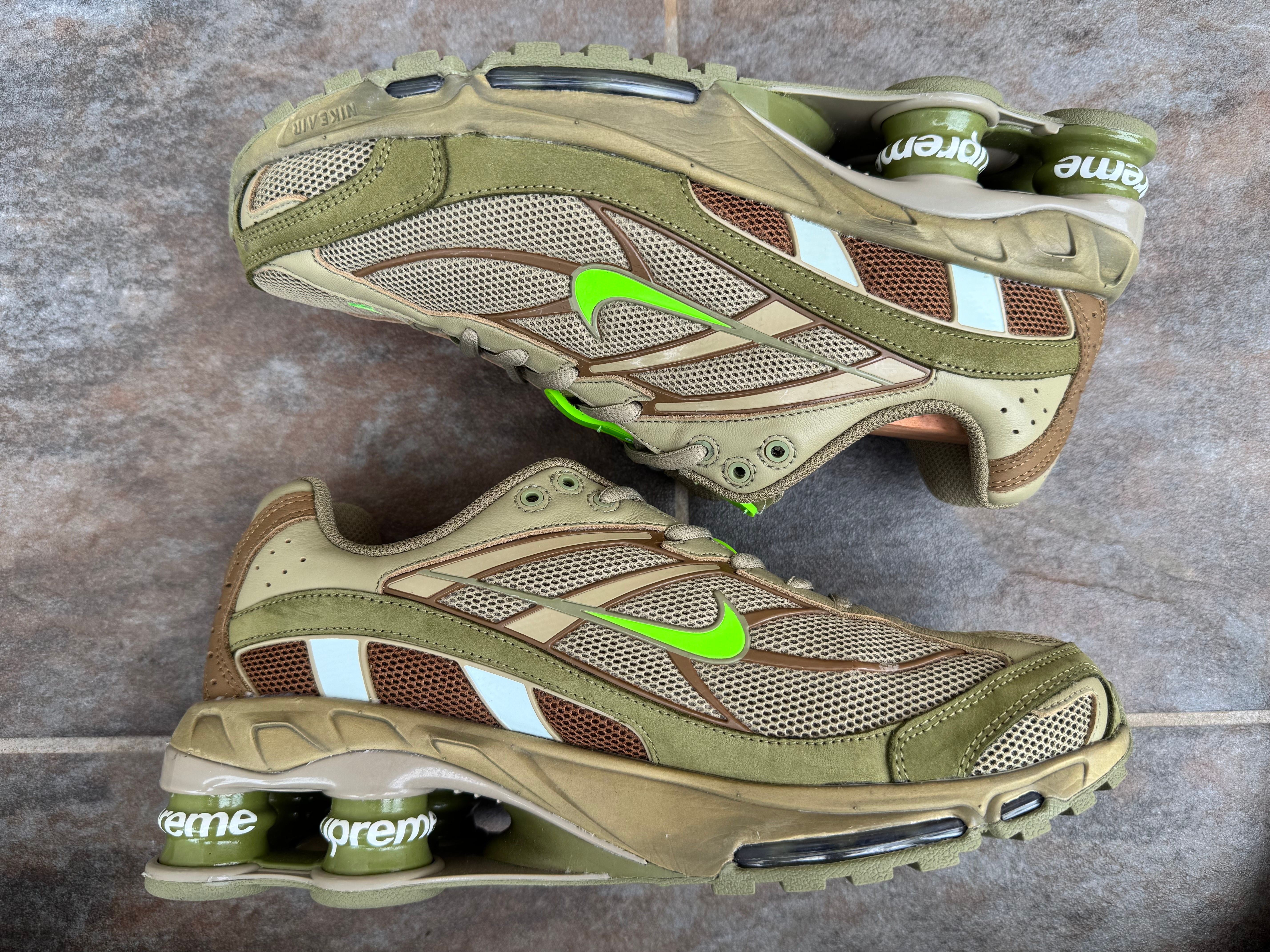 Supreme × Nike Shox Ride 2 "Neutral Olive/Electric Green-Pilgrim"