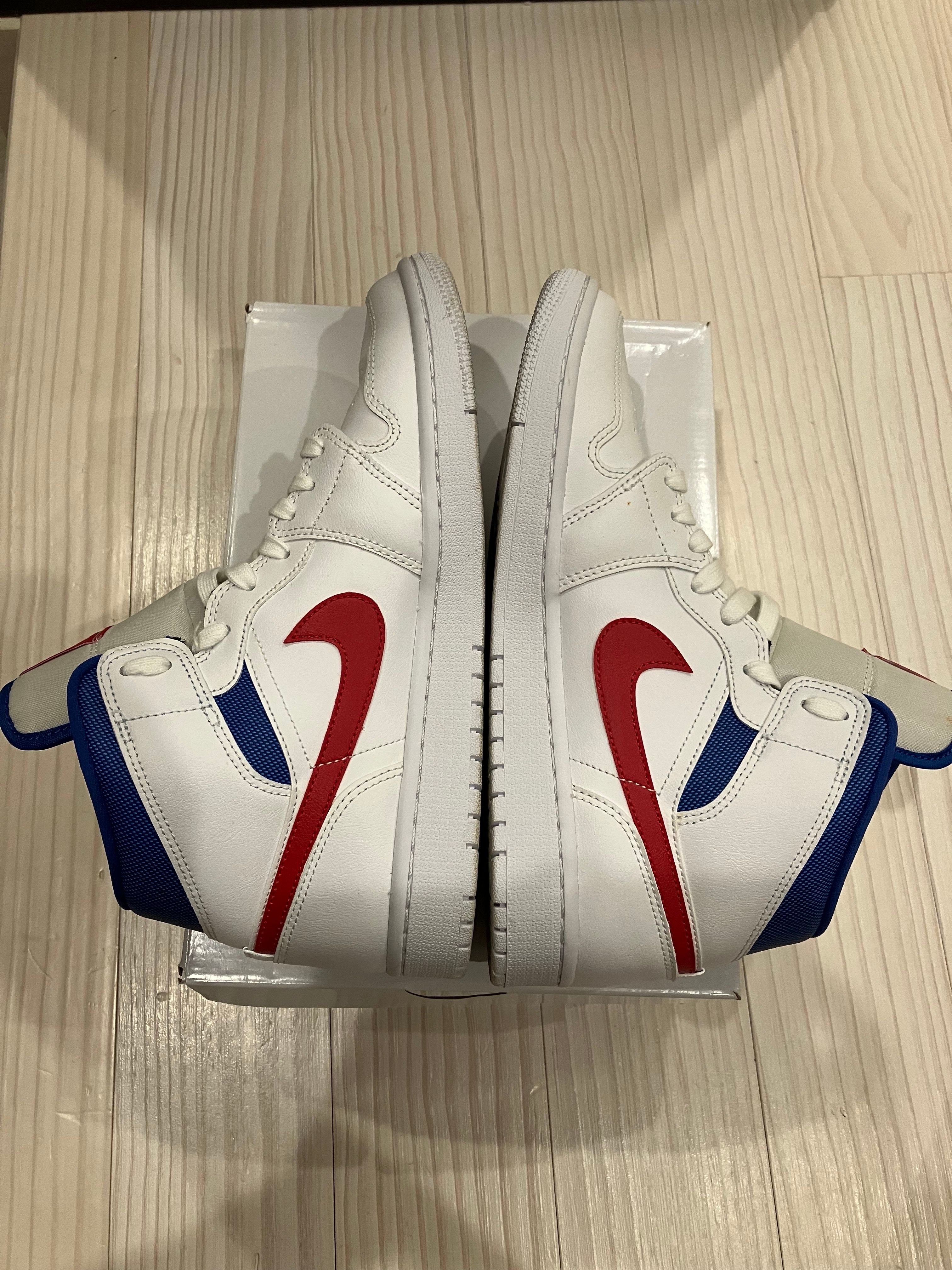 Nike Women's Air Jordan 1 Mid "White/University Red-Game Royal"