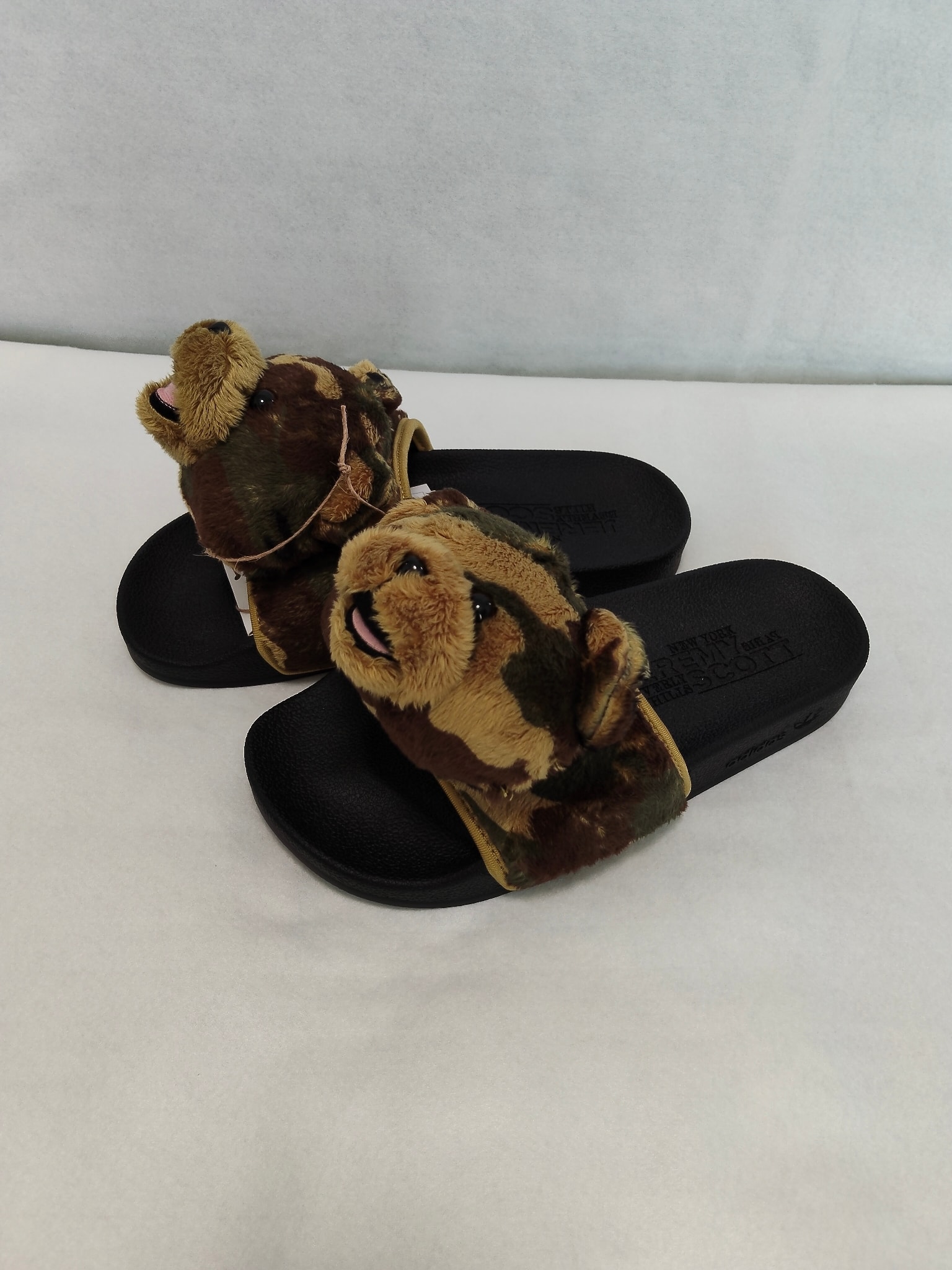 Jeremy Scott × adidas Adilette Teddy "Camo"