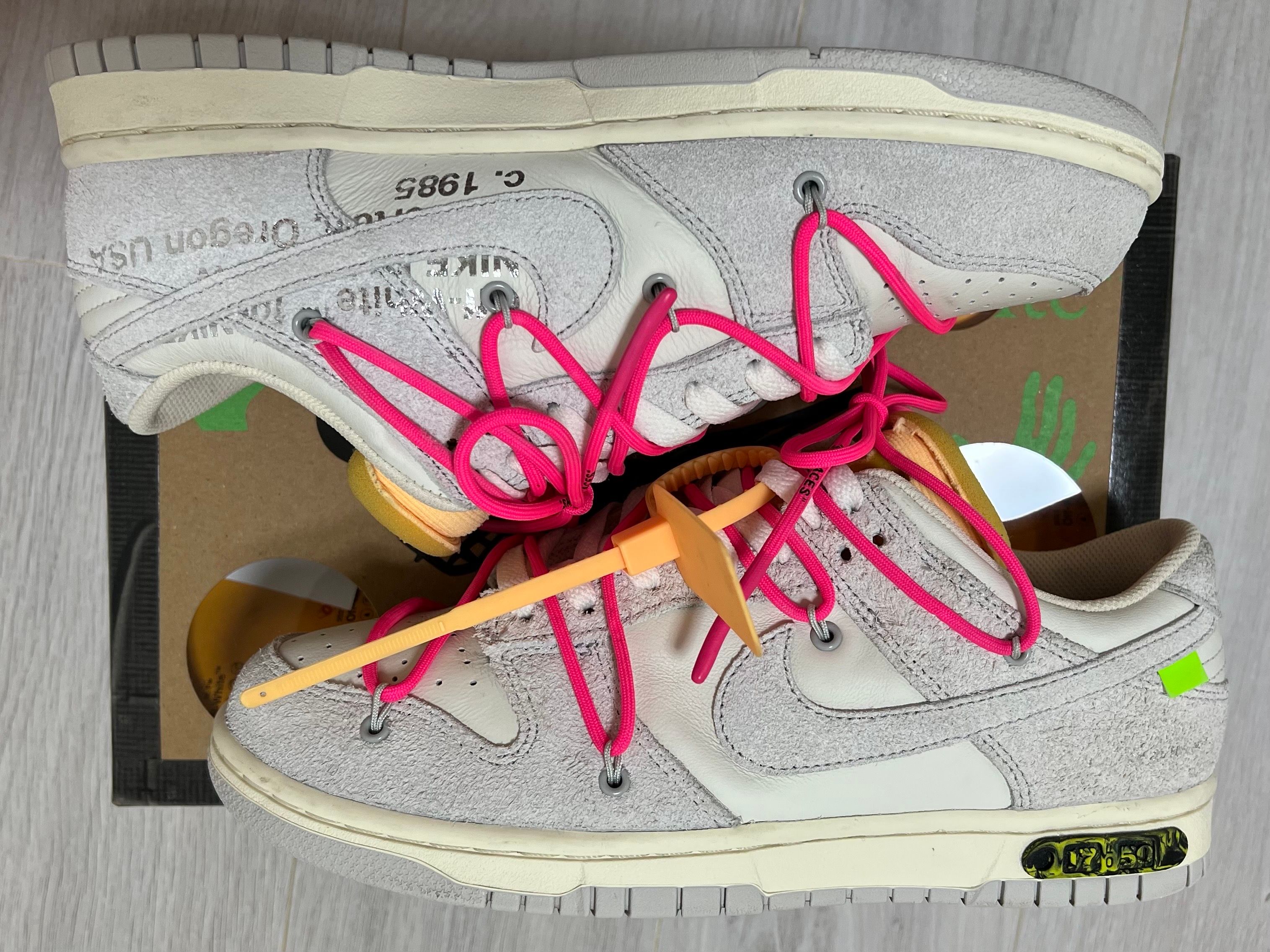 Off-White × Nike Dunk Low "Sail/Neutral Gray/Hyper Pink"