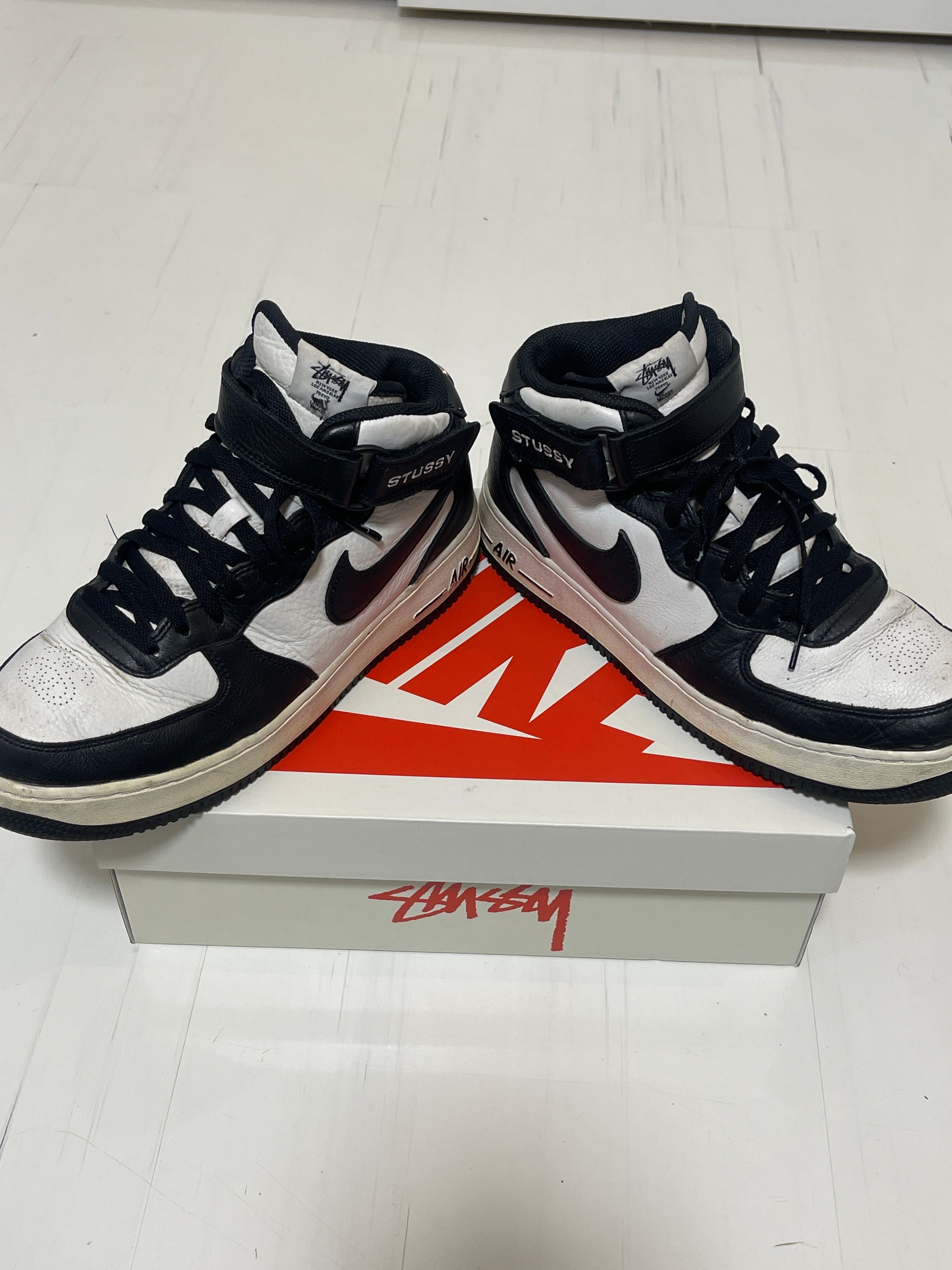 Stussy × Nike Air Force 1 Mid "Black and Light Bone"