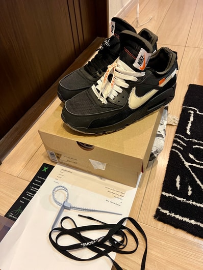Off-White × Nike Air Max 90 "Black/Black-Cone-White"