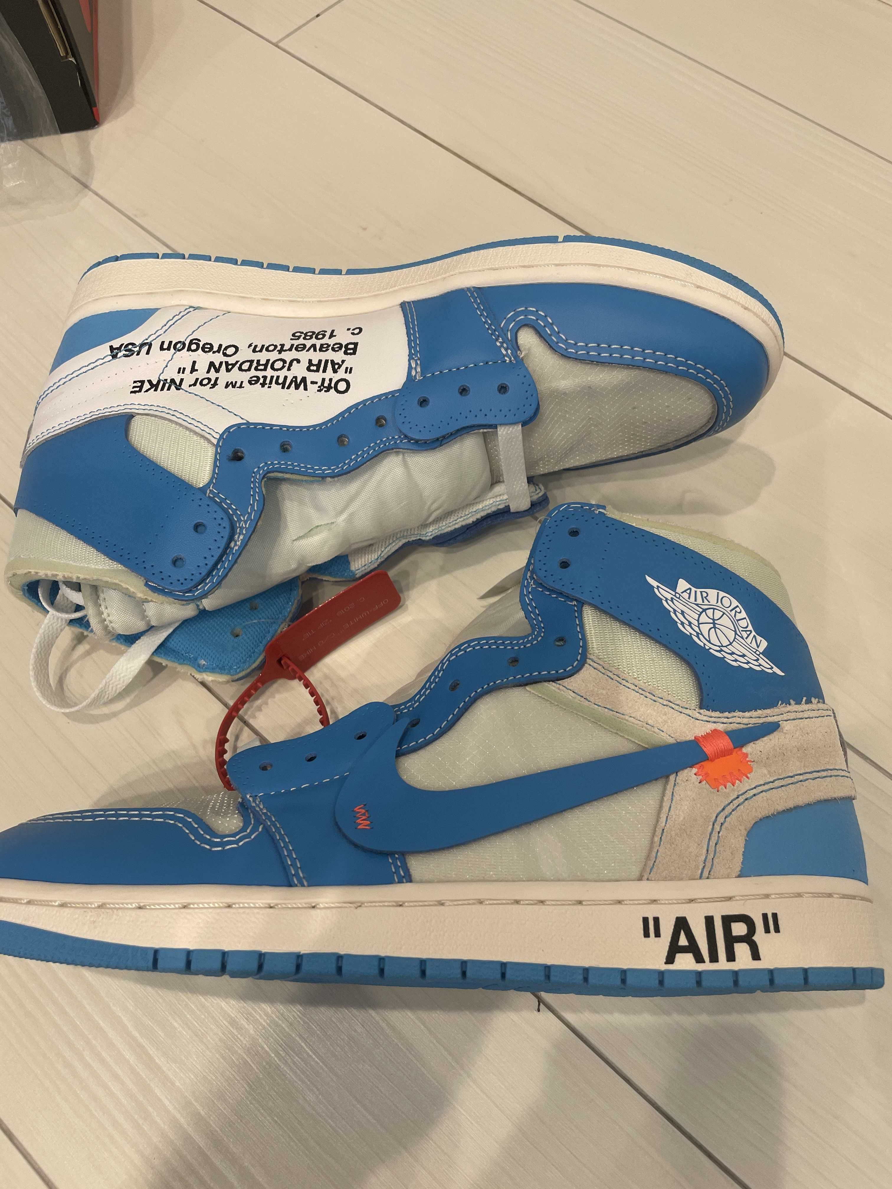 Off-White × Nike Air Jordan 1 High UNC "White/Dark Powder Blue"