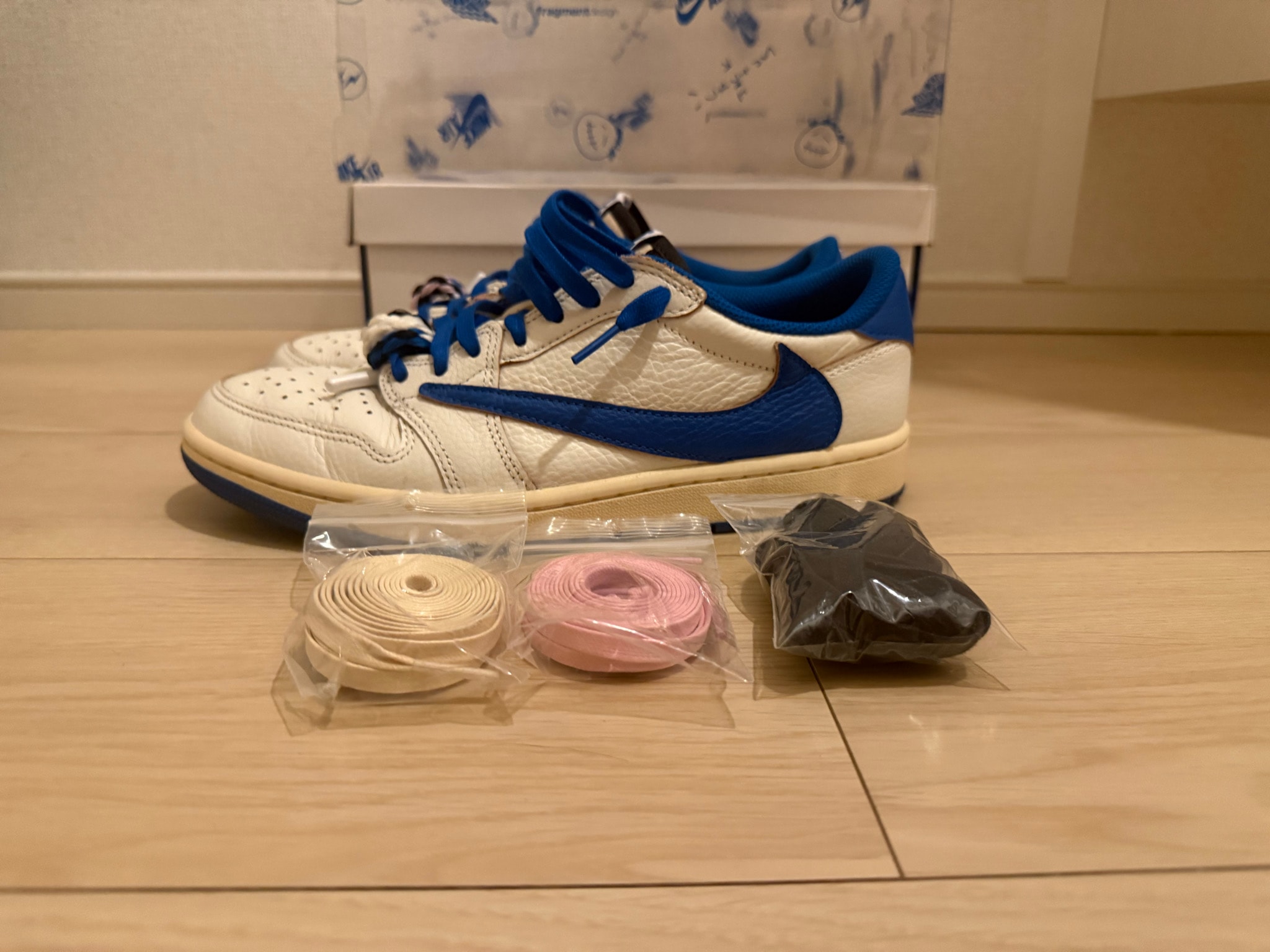 Travis Scott × fragment design × Nike Air Jordan 1 Low OG "Sail/Military Blue"