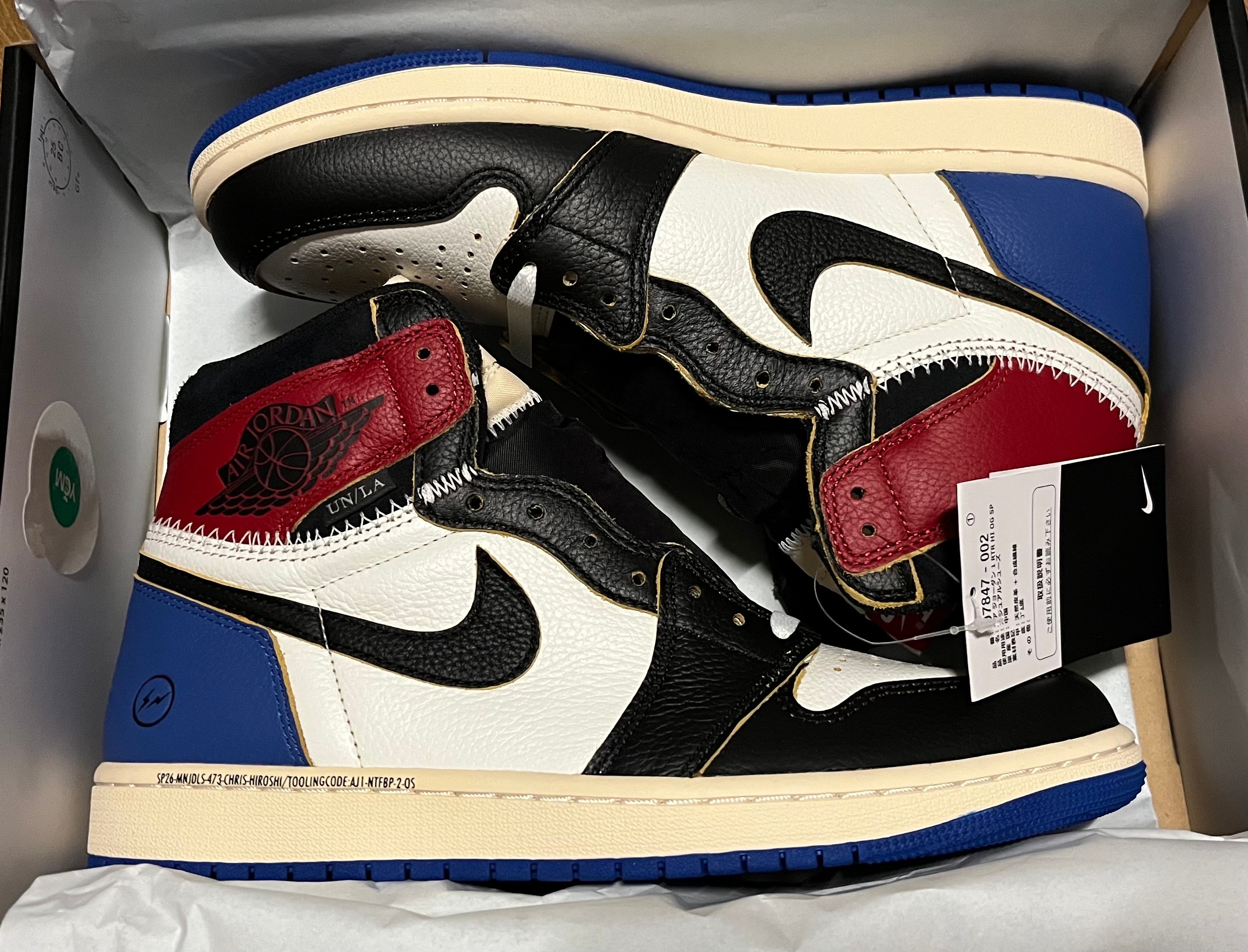 fragment design × UNION × Nike Air Jordan 1 High OG "Black/Varsity Red"