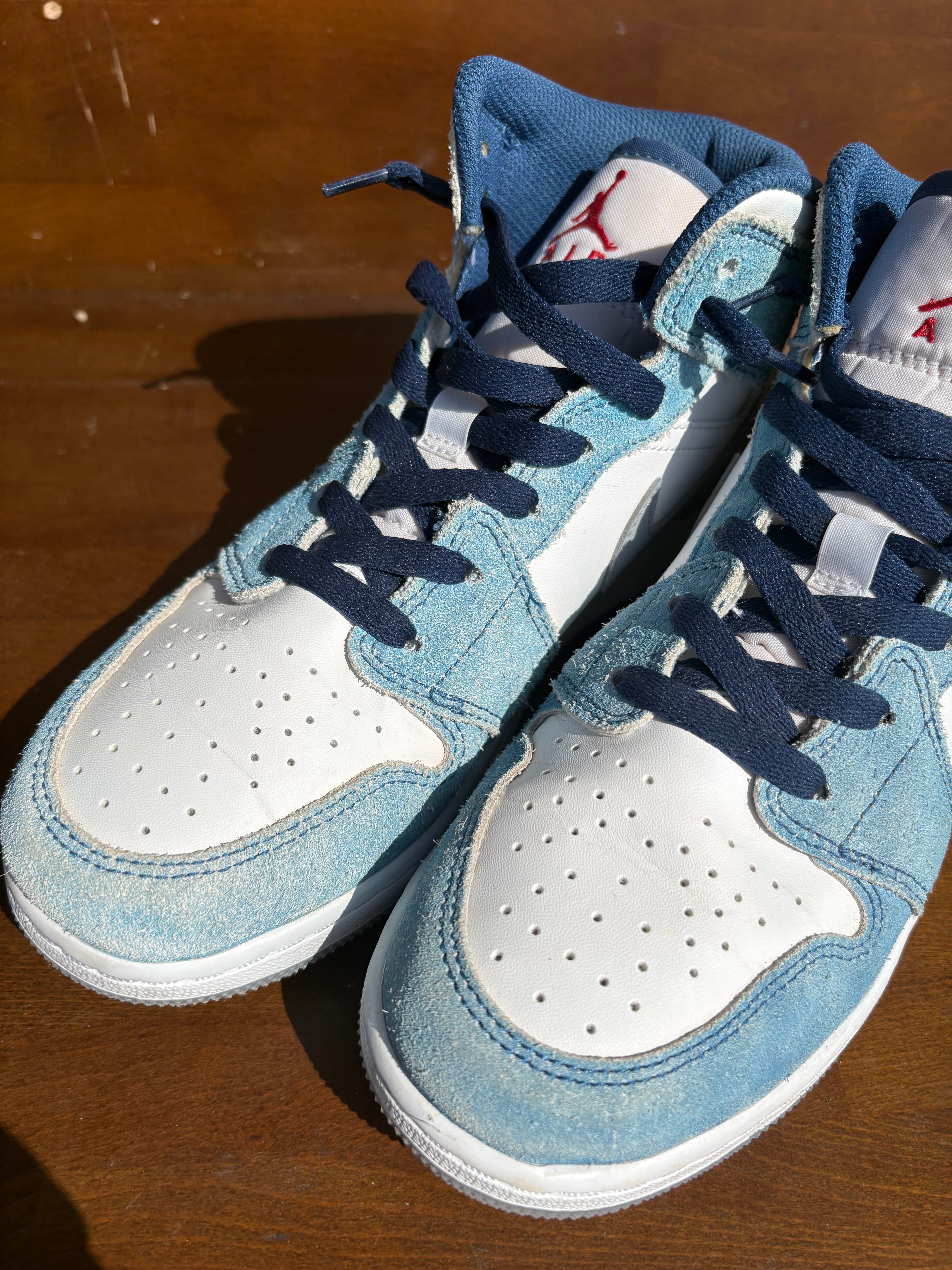 Nike GS Air Jordan 1 Mid "White/University Blue/Grey"