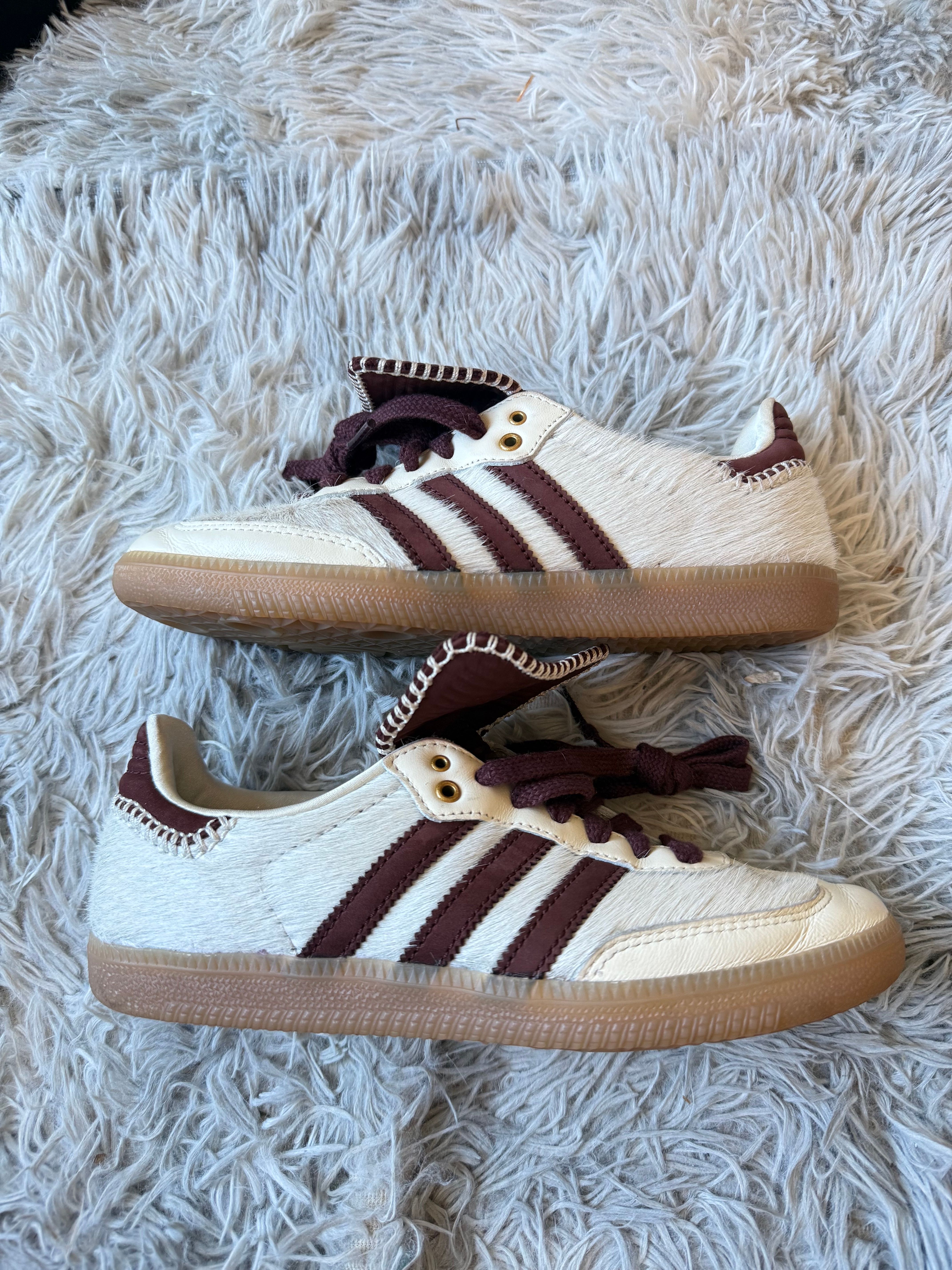 Wales Bonner × adidas Samba Pony Tonal Low "Cream White/Mystery Brown"