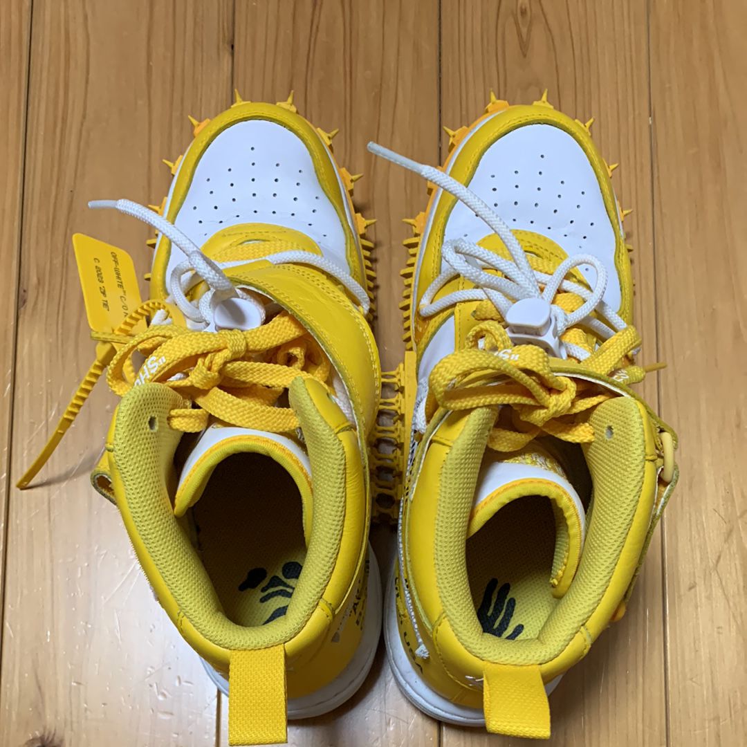 Off-White × Nike Air Force 1 Mid SP LTHR "White and Varsity Maize"