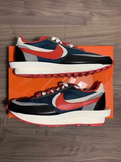 UNDERCOVER × sacai × Nike LD Waffle "Midnight Spruce/Pale Ivory-Dark Grey-University Red"