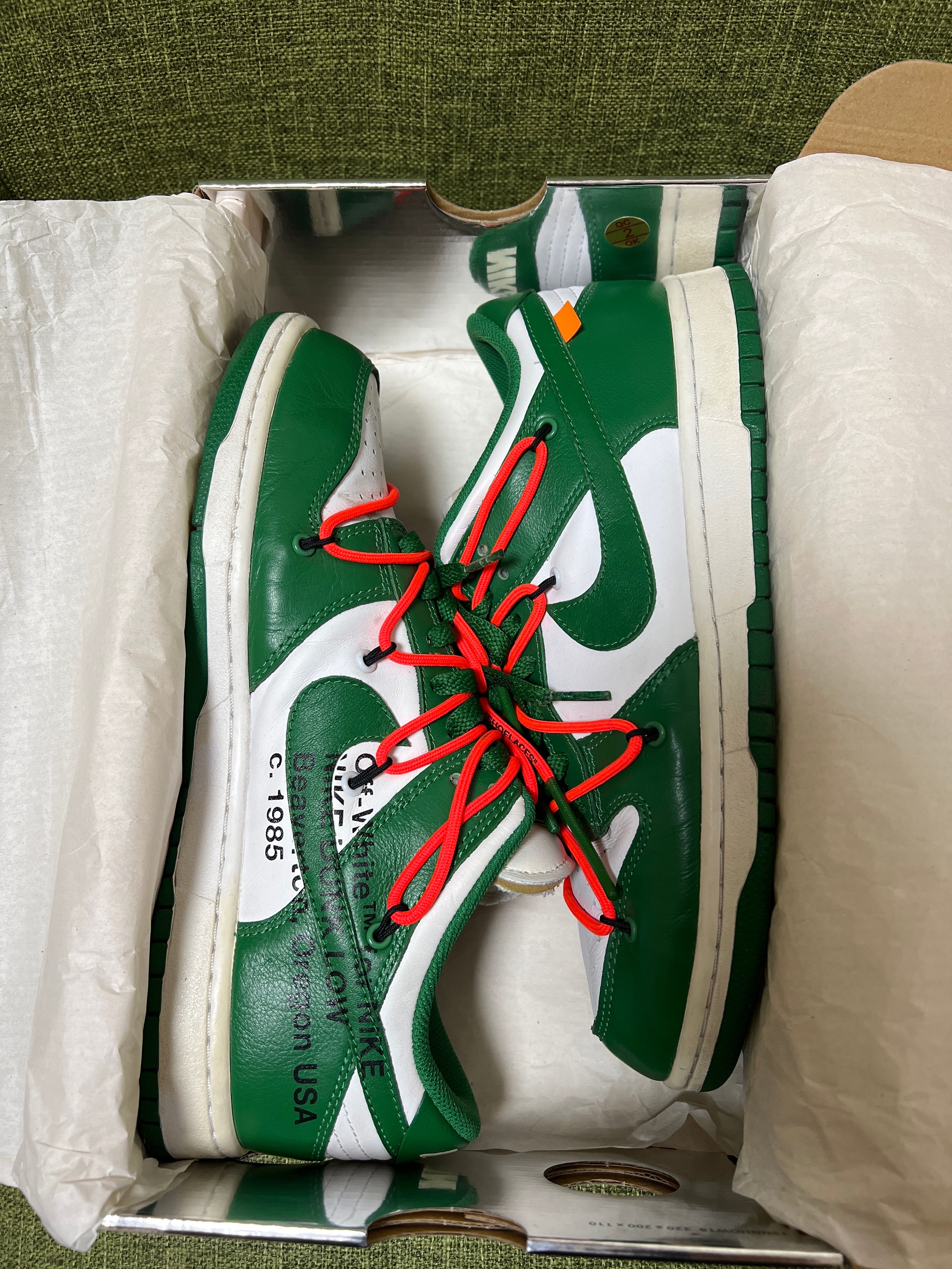 Off-White × Nike Dunk Low "White/Pine Green"