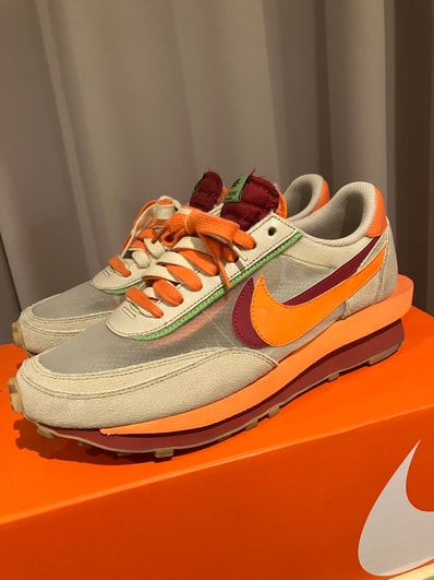 CLOT × Sacai × Nike LD Waffle "Orange Blaze"