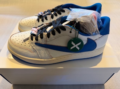 Travis Scott × fragment design × Nike Air Jordan 1 Low OG "Sail/Military Blue"