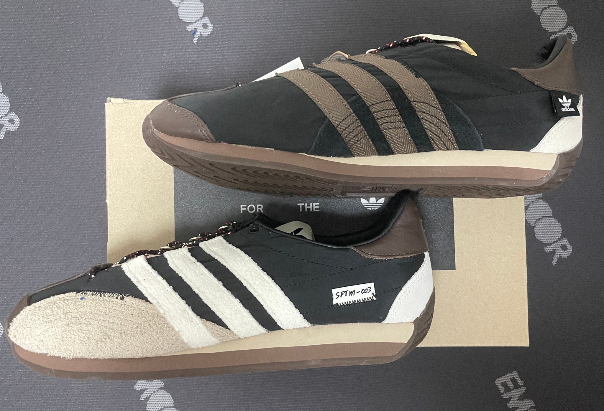 Song for the Mute × adidas Country OG Low Trainers "Core Black/Core White/Wonder Beige"