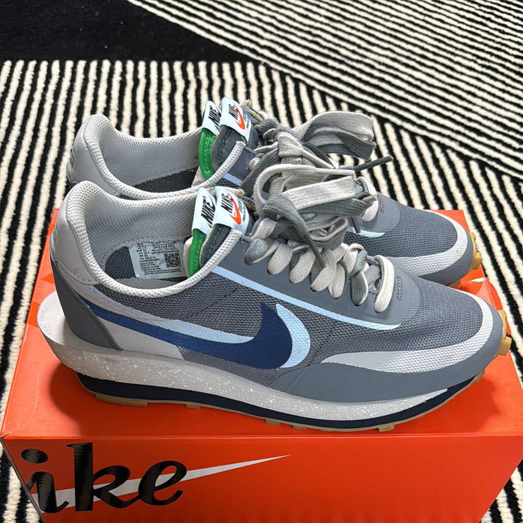 CLOT × Sacai × Nike LD Waffle "Grey Obsidian/Cool Grey"