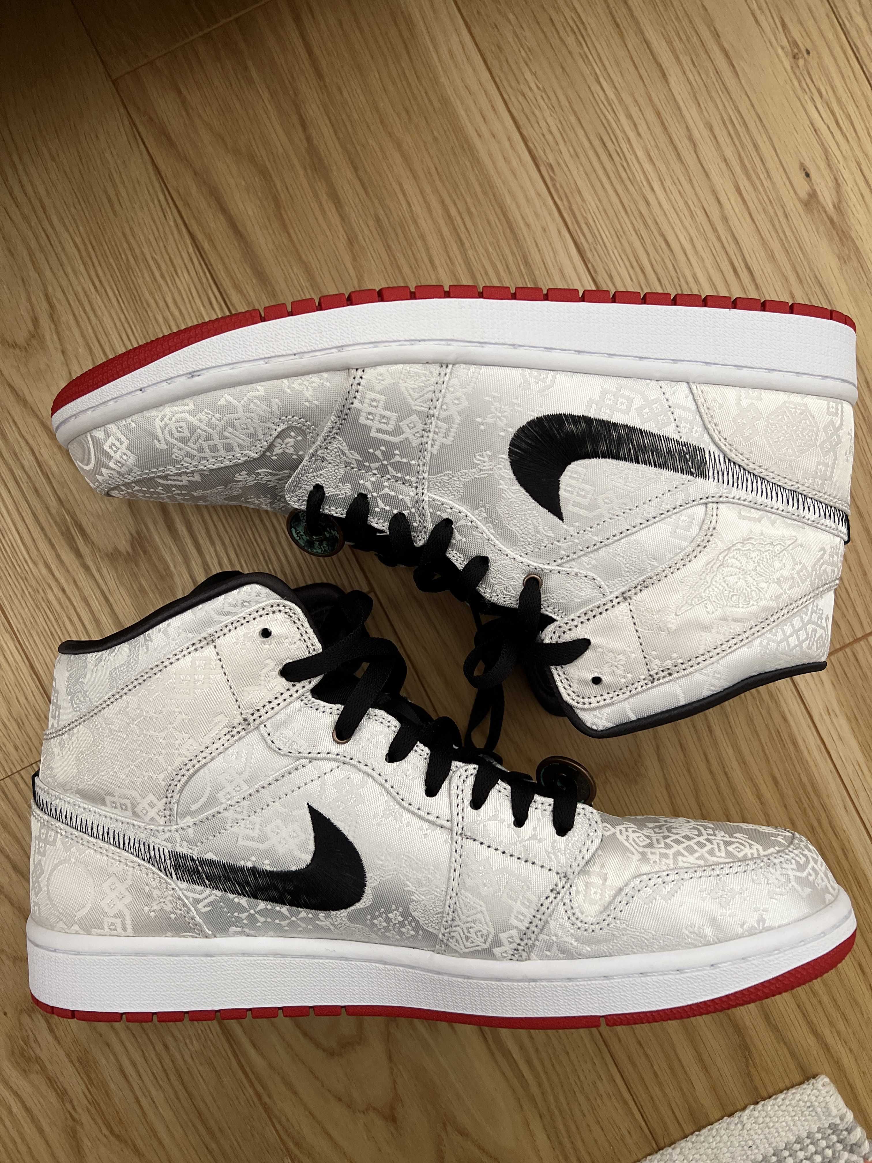 CLOT × Nike Air Jordan 1 Mid SE Fearless "White/Black/Red"