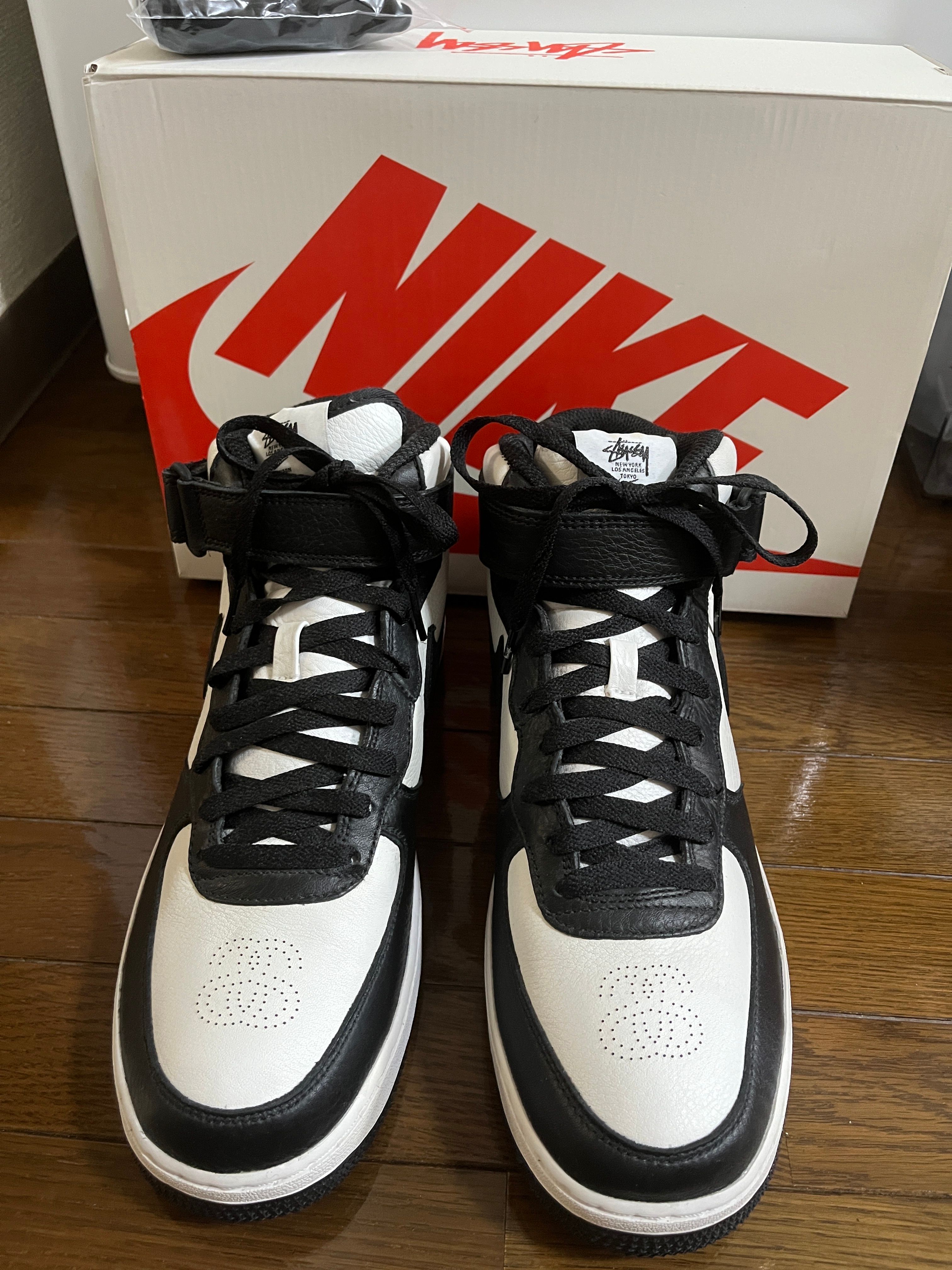 Stussy × Nike Air Force 1 Mid "Black and Light Bone"