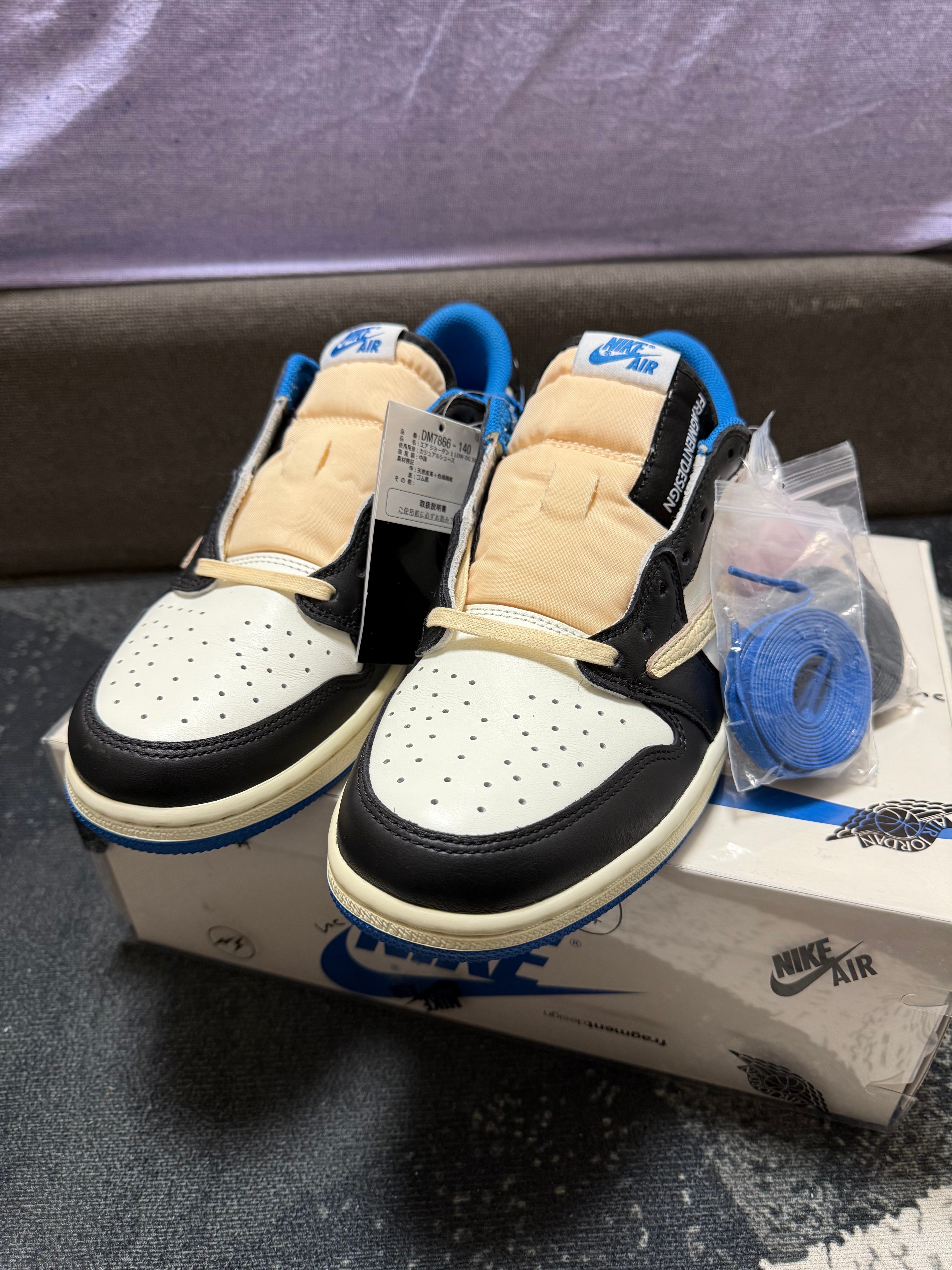 Travis Scott × fragment design × Nike Air Jordan 1 Low OG SP "Military Blue"