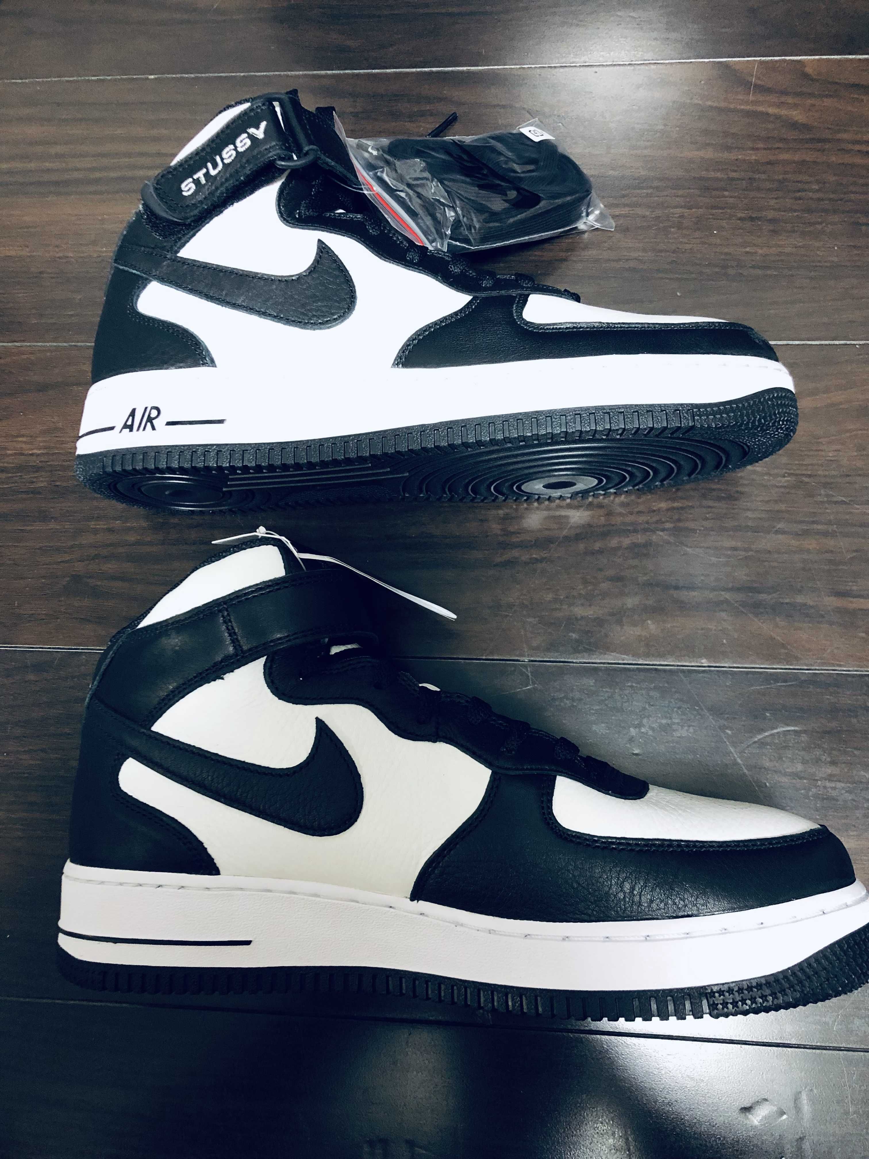 Stussy × Nike Air Force 1 Mid "Black and Light Bone"
