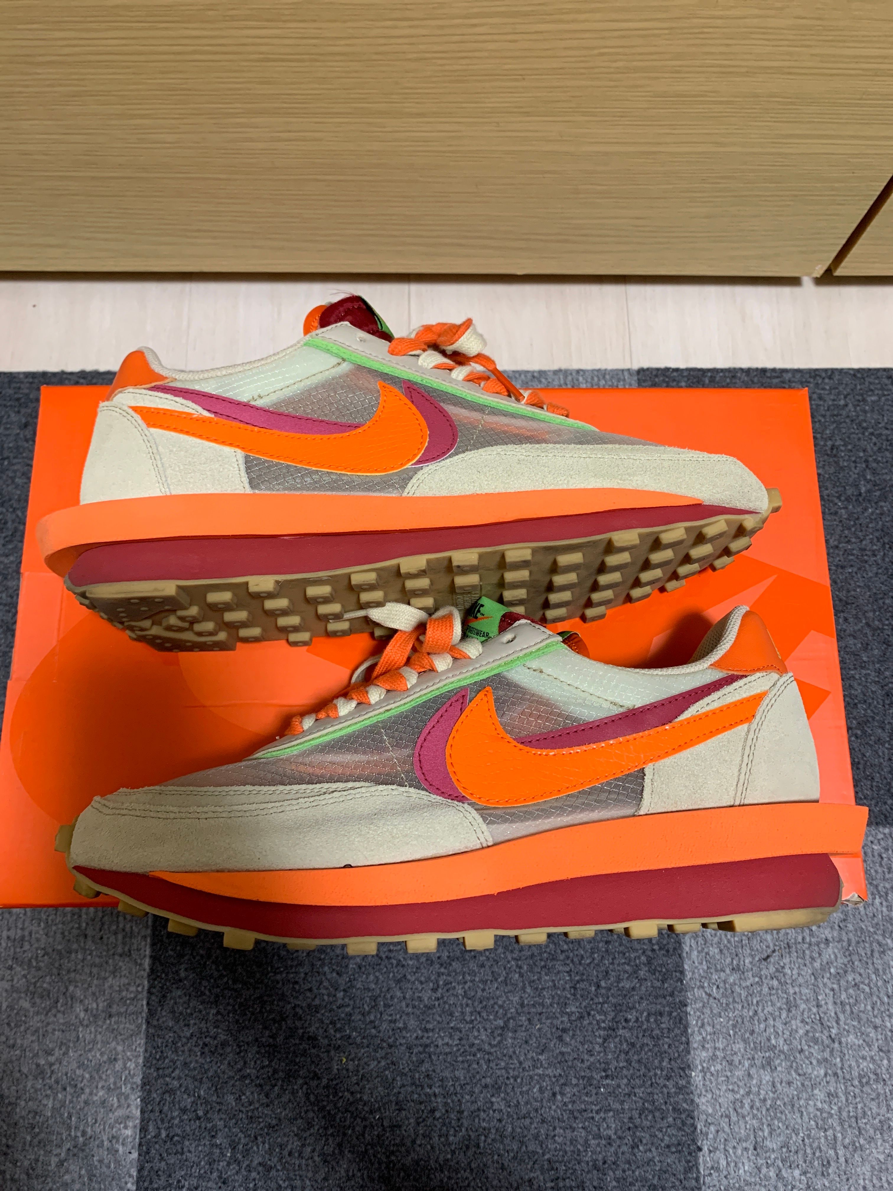 CLOT × Sacai × Nike LD Waffle "Orange Blaze"