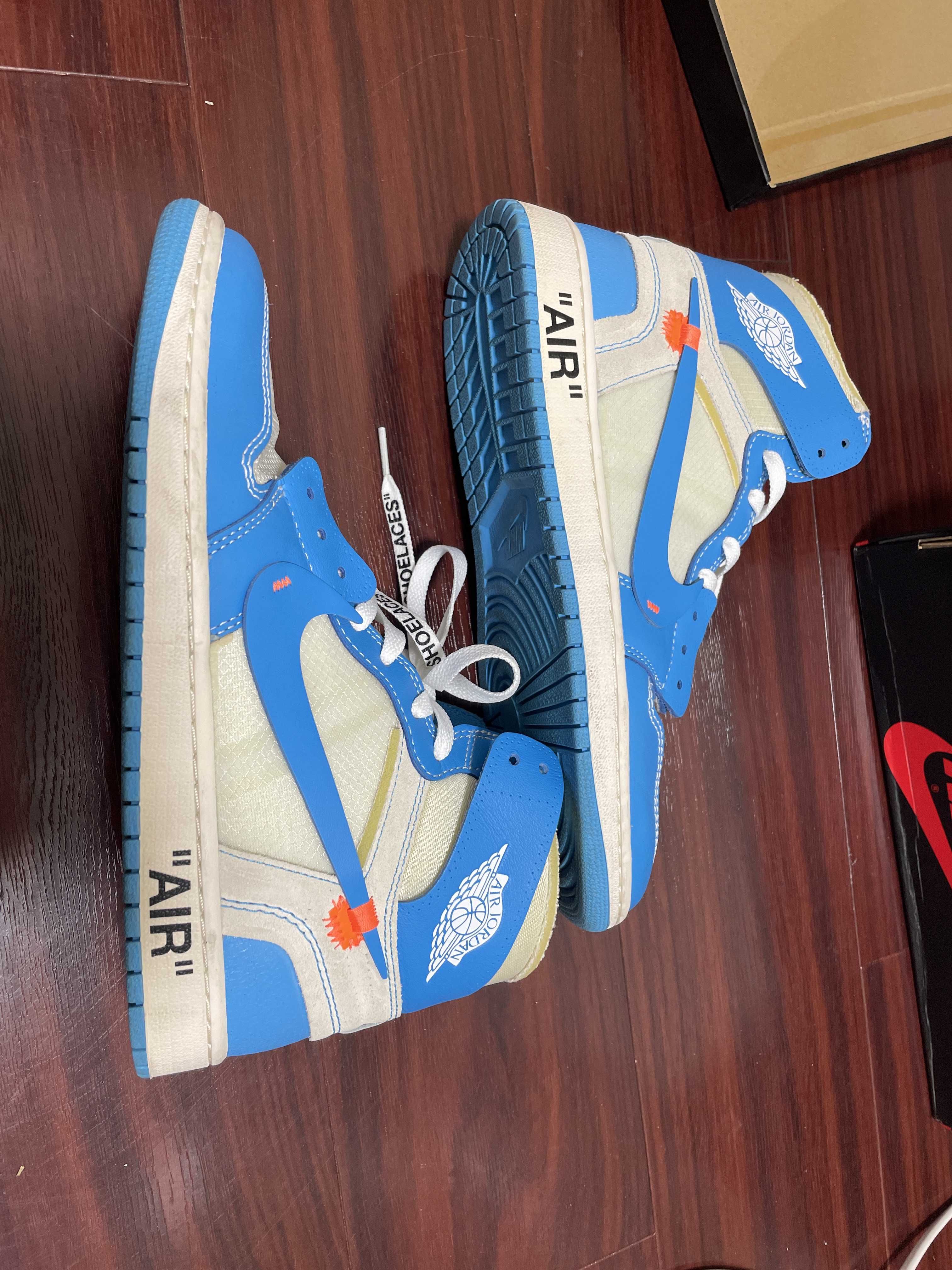 Off-White × Nike Air Jordan 1 High UNC "White/Dark Powder Blue"