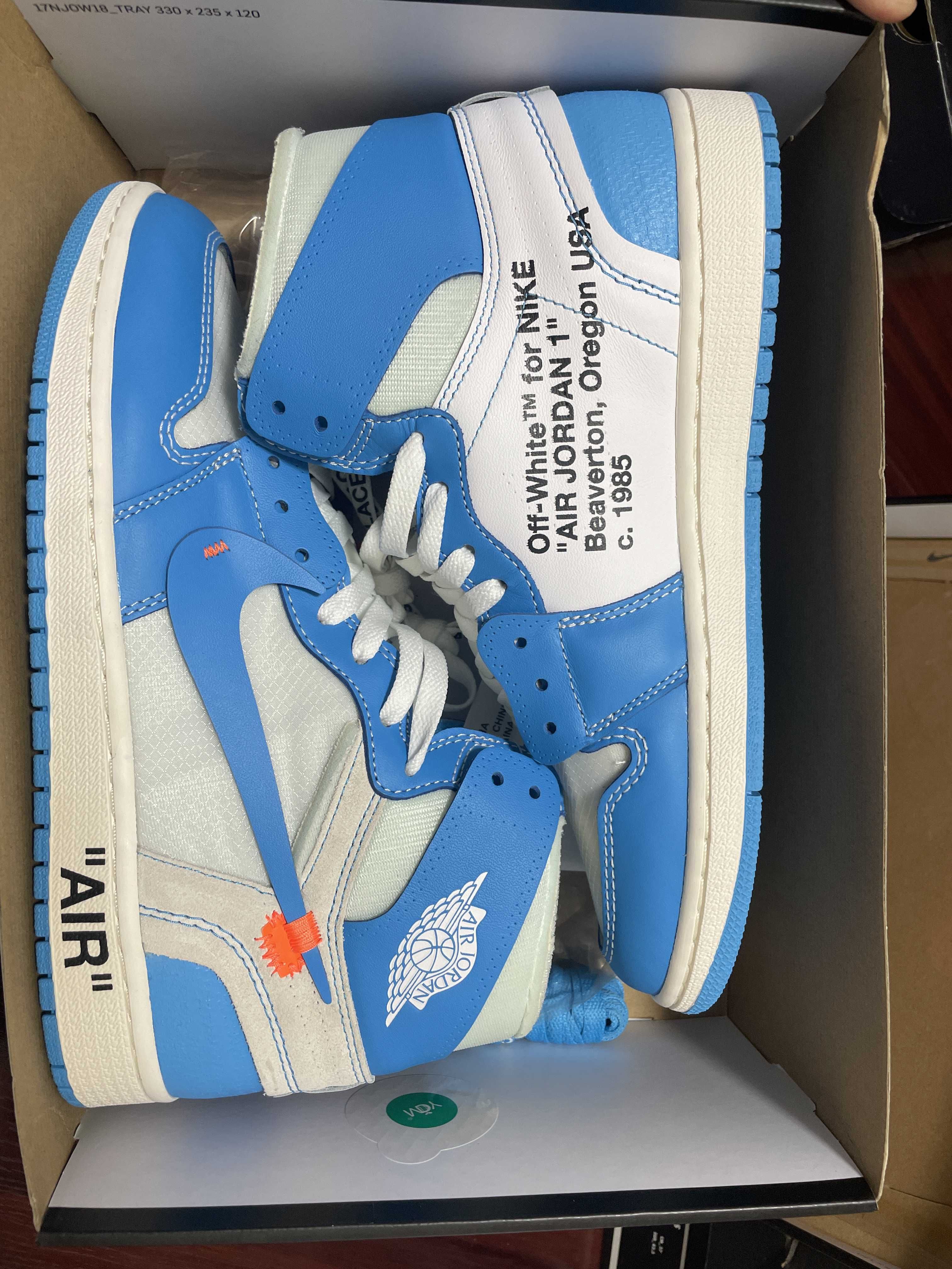 Off-White × Nike Air Jordan 1 High UNC "White/Dark Powder Blue"