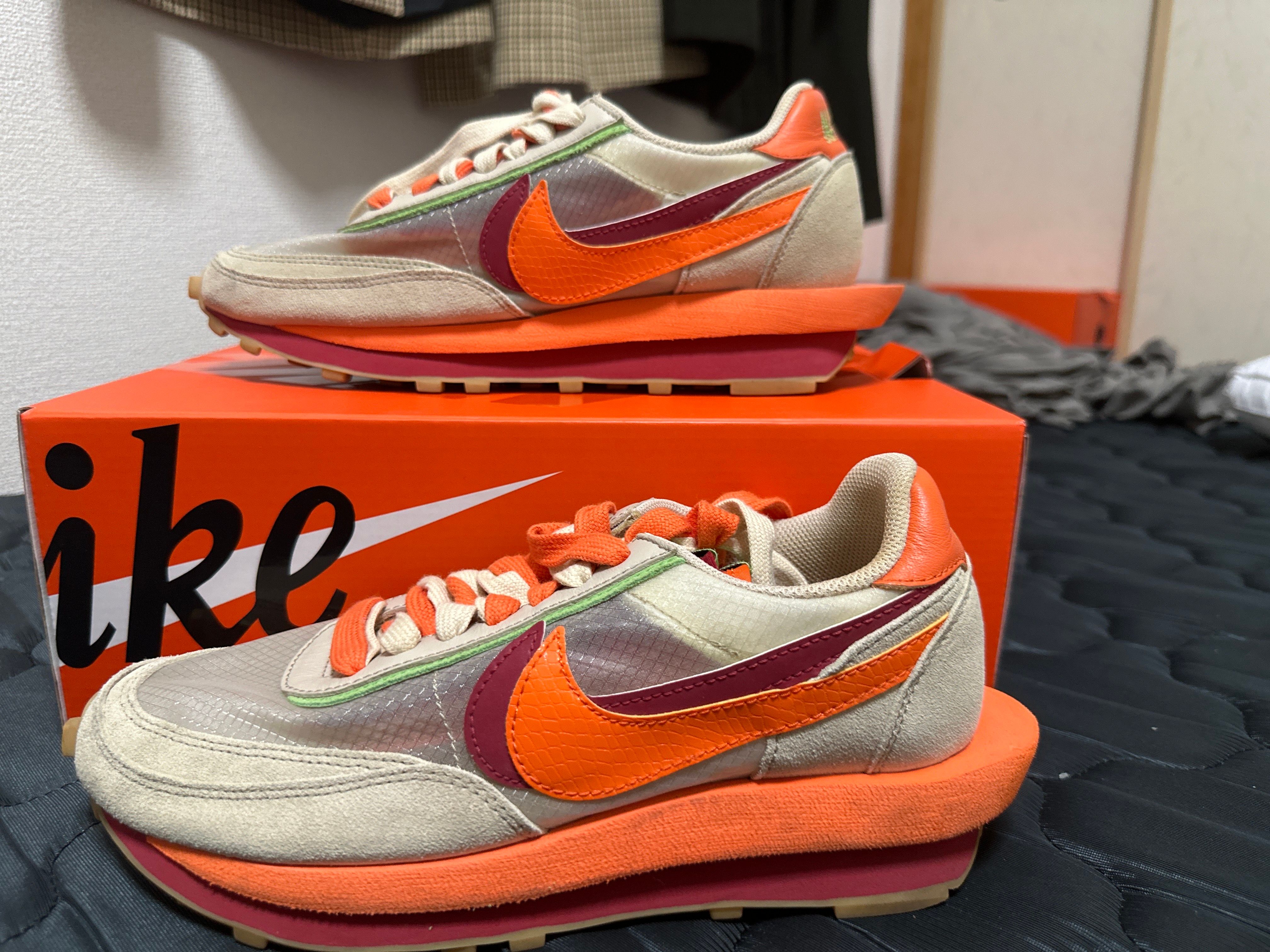 CLOT × Sacai × Nike LD Waffle "Orange Blaze"