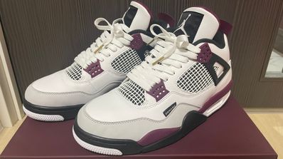Paris Saint Germain ×Nike Air Jordan 4 Retro "White/Bordeaux/Neutral Gray"