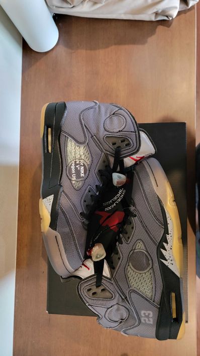 Off-White × Nike Air Jordan 5 "Black/Muslin/Fire Red"