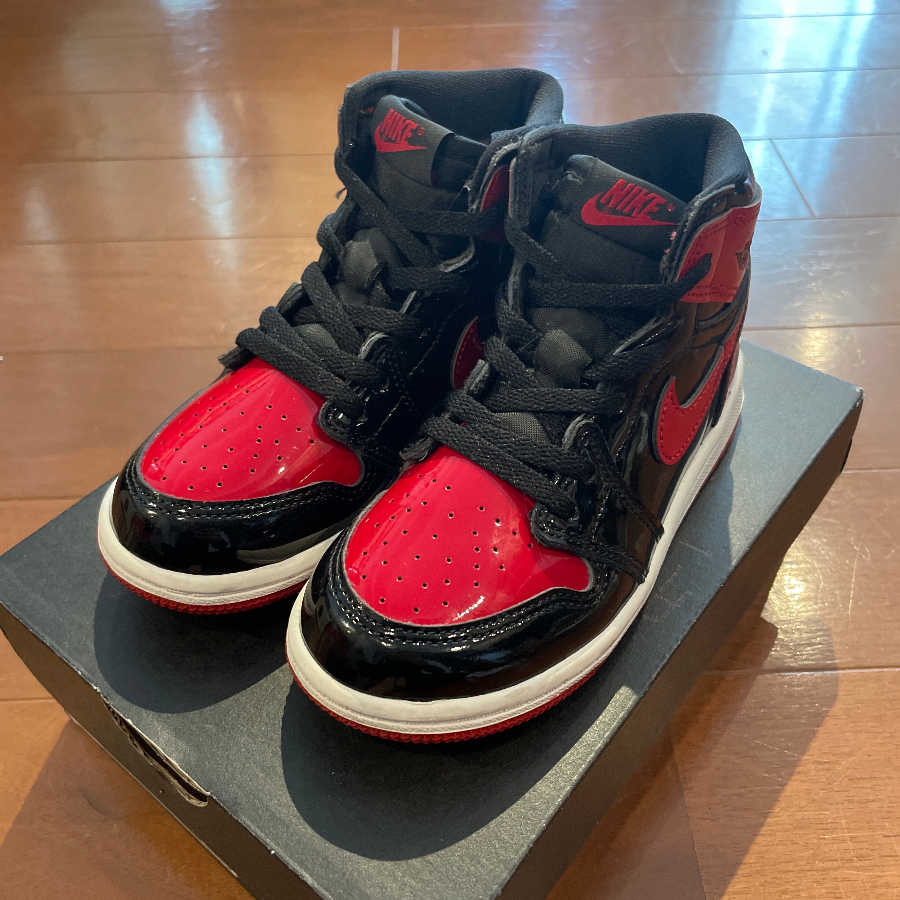 NIKEナイキ TD エアジョーダン1 ハイ OG \"パテント ブレッド \" Nike TD Air Jordan 1 High OG 