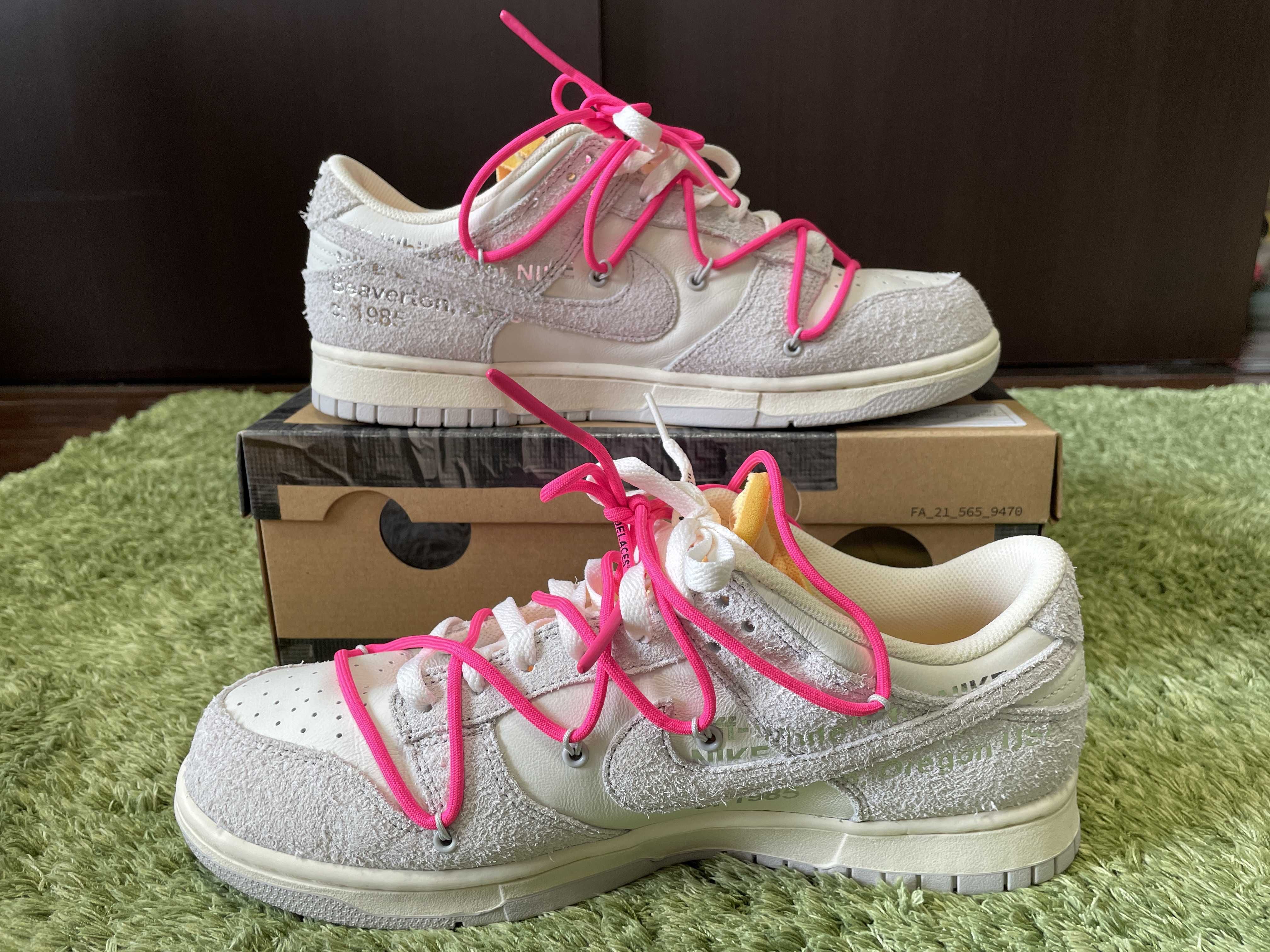 Off-White × Nike Dunk Low "Sail/Neutral Gray/Hyper Pink"