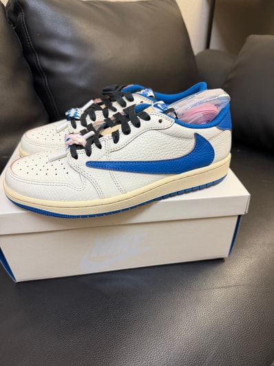 Travis Scott × fragment design × Nike Air Jordan 1 Low OG "Sail/Military Blue"