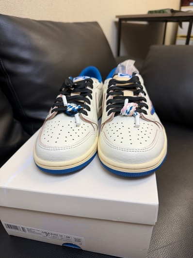 Travis Scott × fragment design × Nike Air Jordan 1 Low OG "Sail/Military Blue"